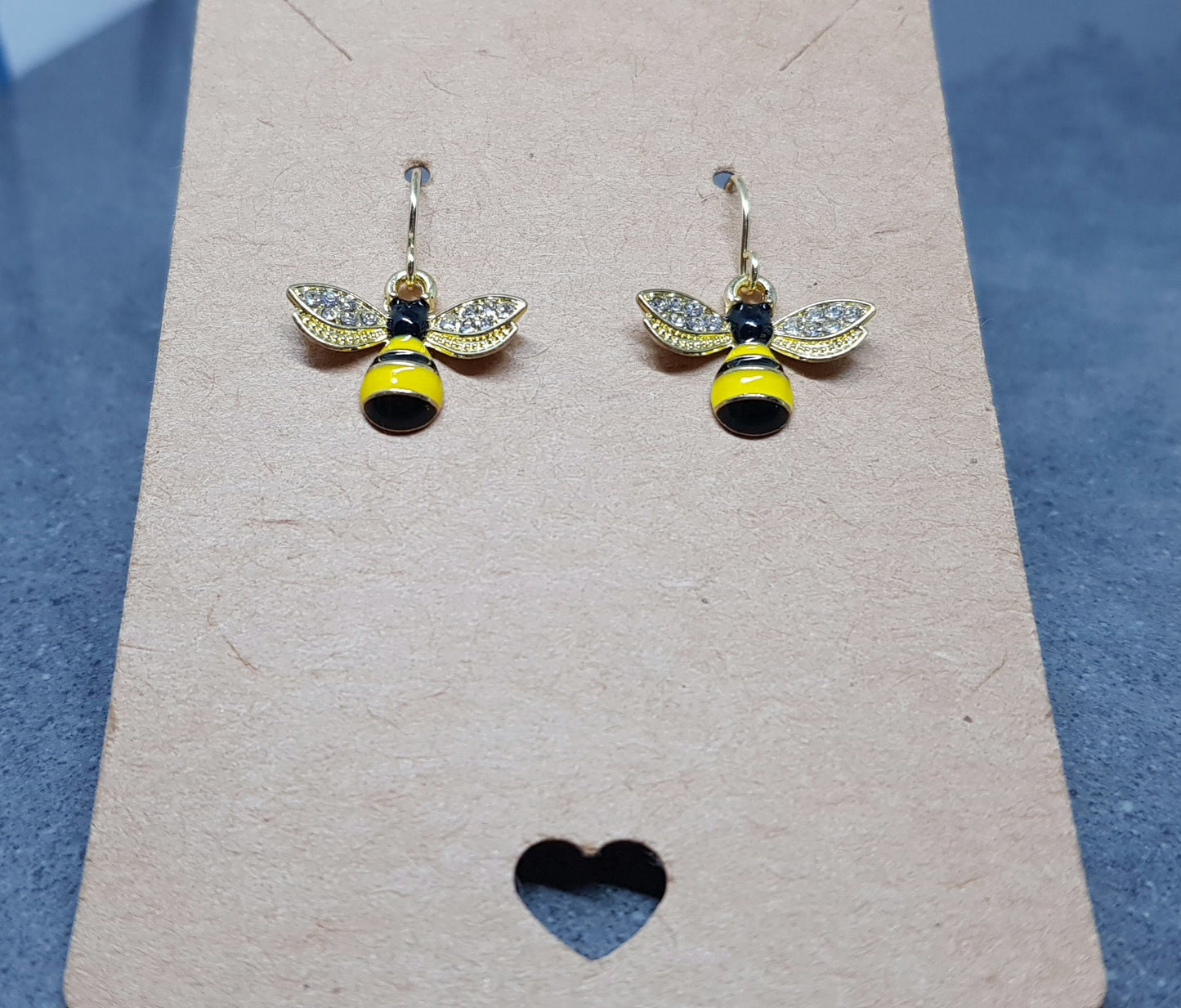 Crystal Rhinestone Bee Earrings, Hypoallergenic Ear Wires, Bumble Bee Earrings, Gold Plated Earrings, Bee Lovers Earrings, Nature Earrings