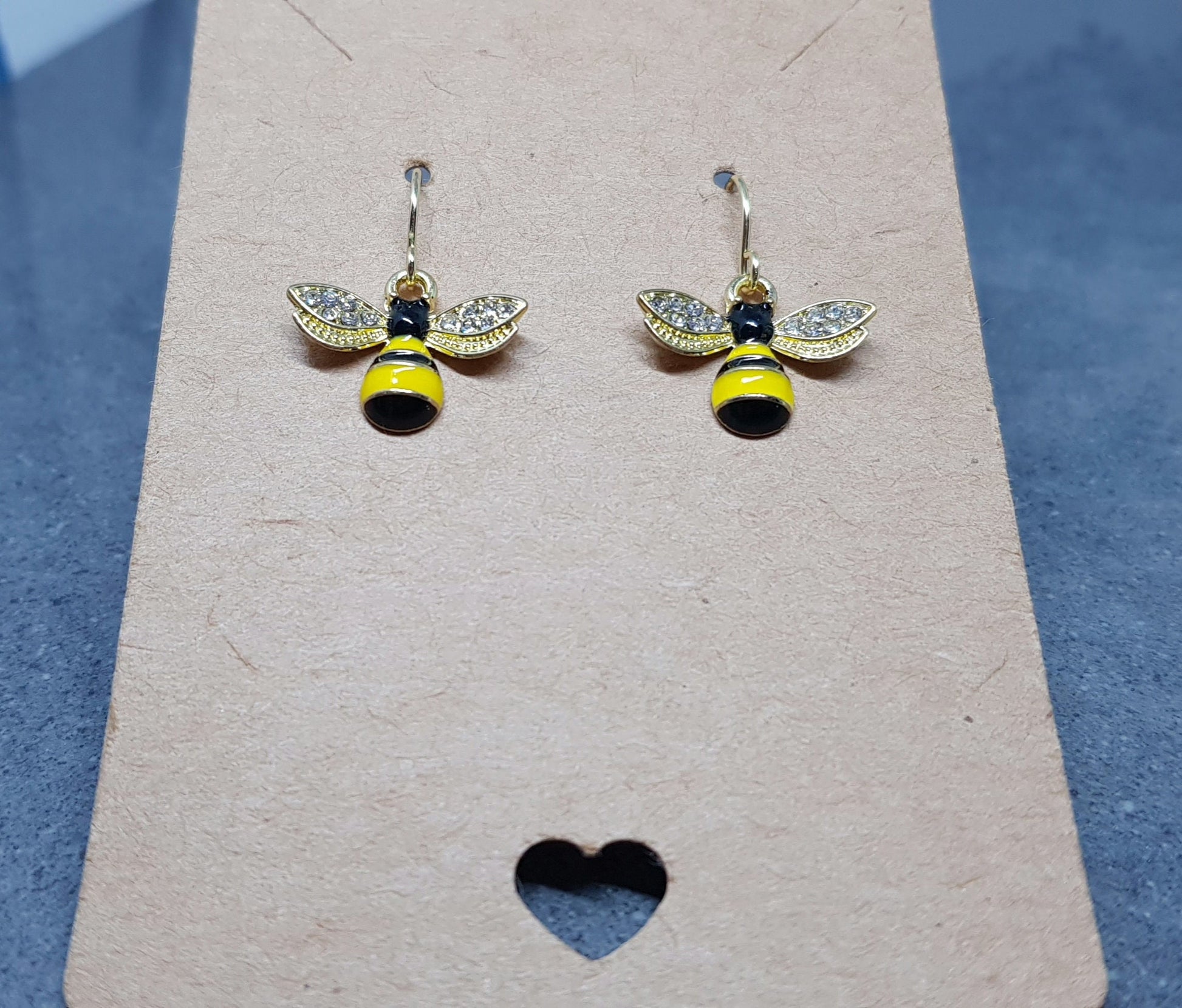 Crystal Rhinestone Bee Earrings, Hypoallergenic Ear Wires, Bumble Bee Earrings, Gold Plated Earrings, Bee Lovers Earrings, Nature Earrings