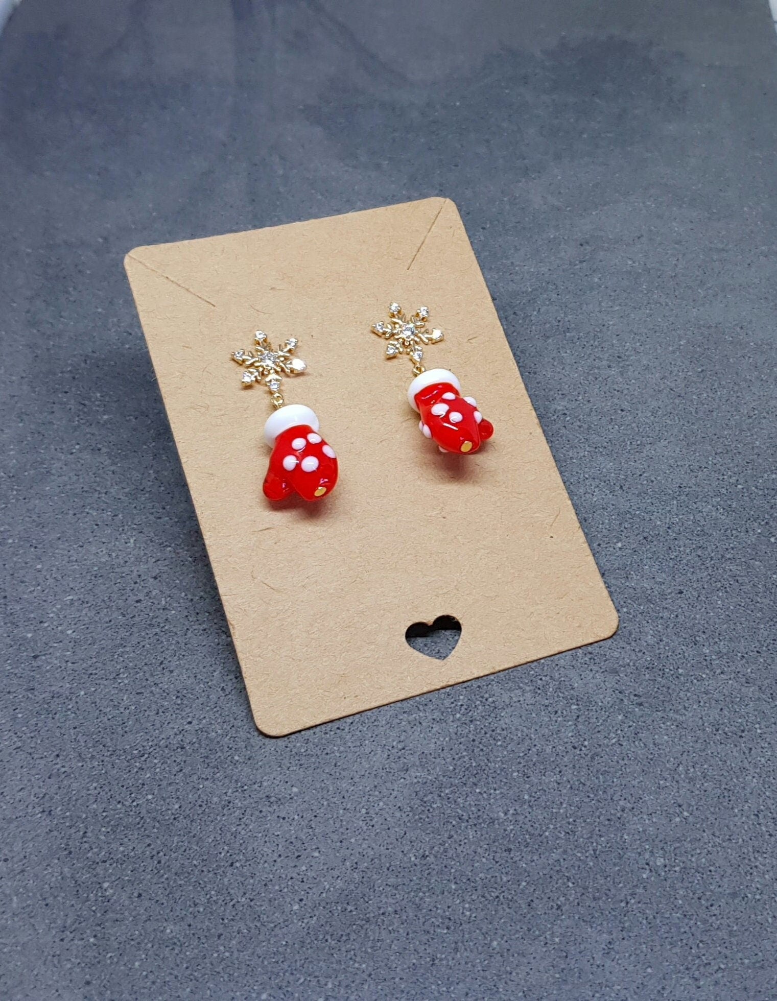 Glass Santa's Mitten Earrings, Snowflake Earrings, Cubic Zirconia Nickel Free Studs, Christmas Jewellery, Festive Earrings