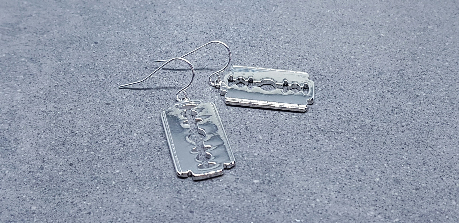 Brass Razor Blade Earrings, Gothic Jewelry, Choice of Ear Wires, Razor Blade Jewelry