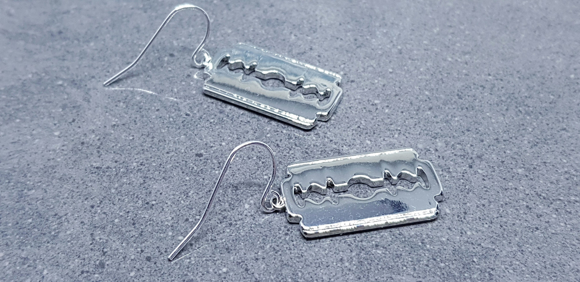 Brass Razor Blade Earrings, Gothic Jewelry, Choice of Ear Wires, Razor Blade Jewelry