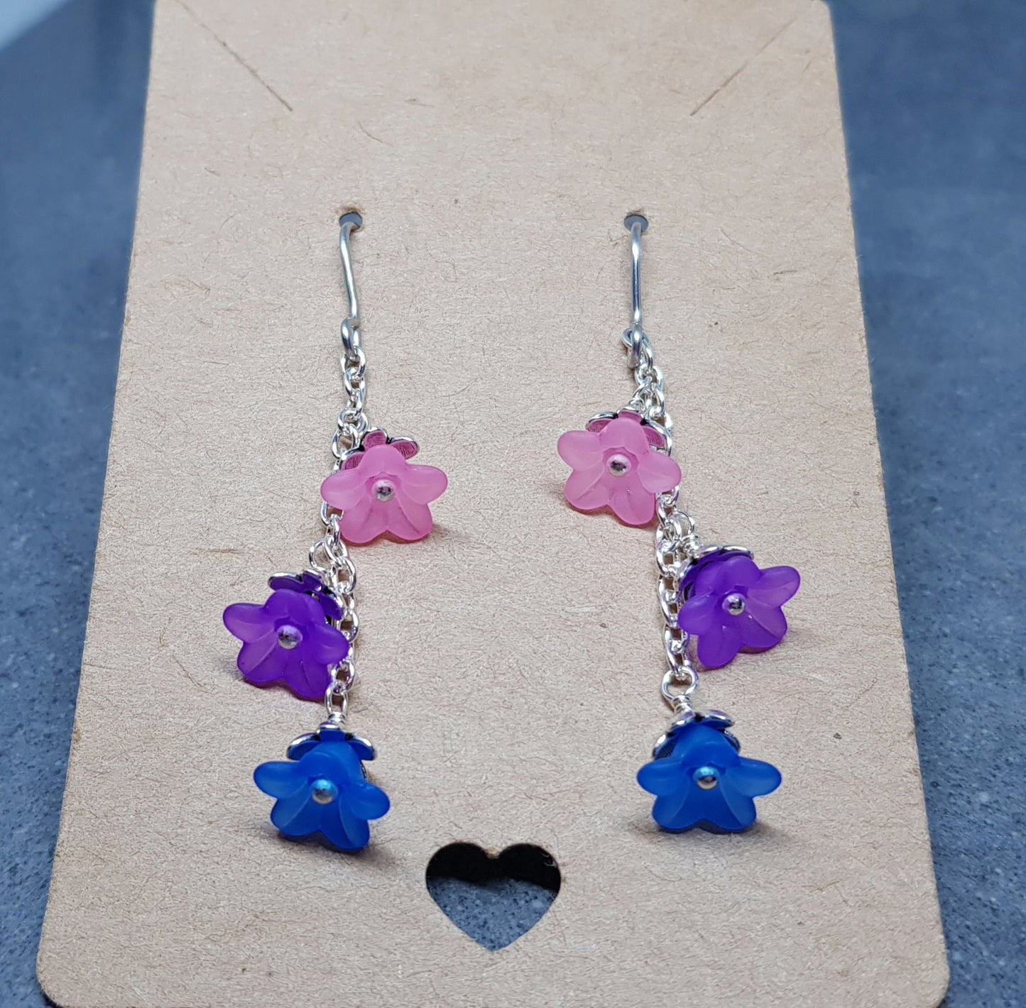 Bisexual Flower Earrings, Hypoallergenic Ear Wires, Rainbow Jewelry, Flower Earrings