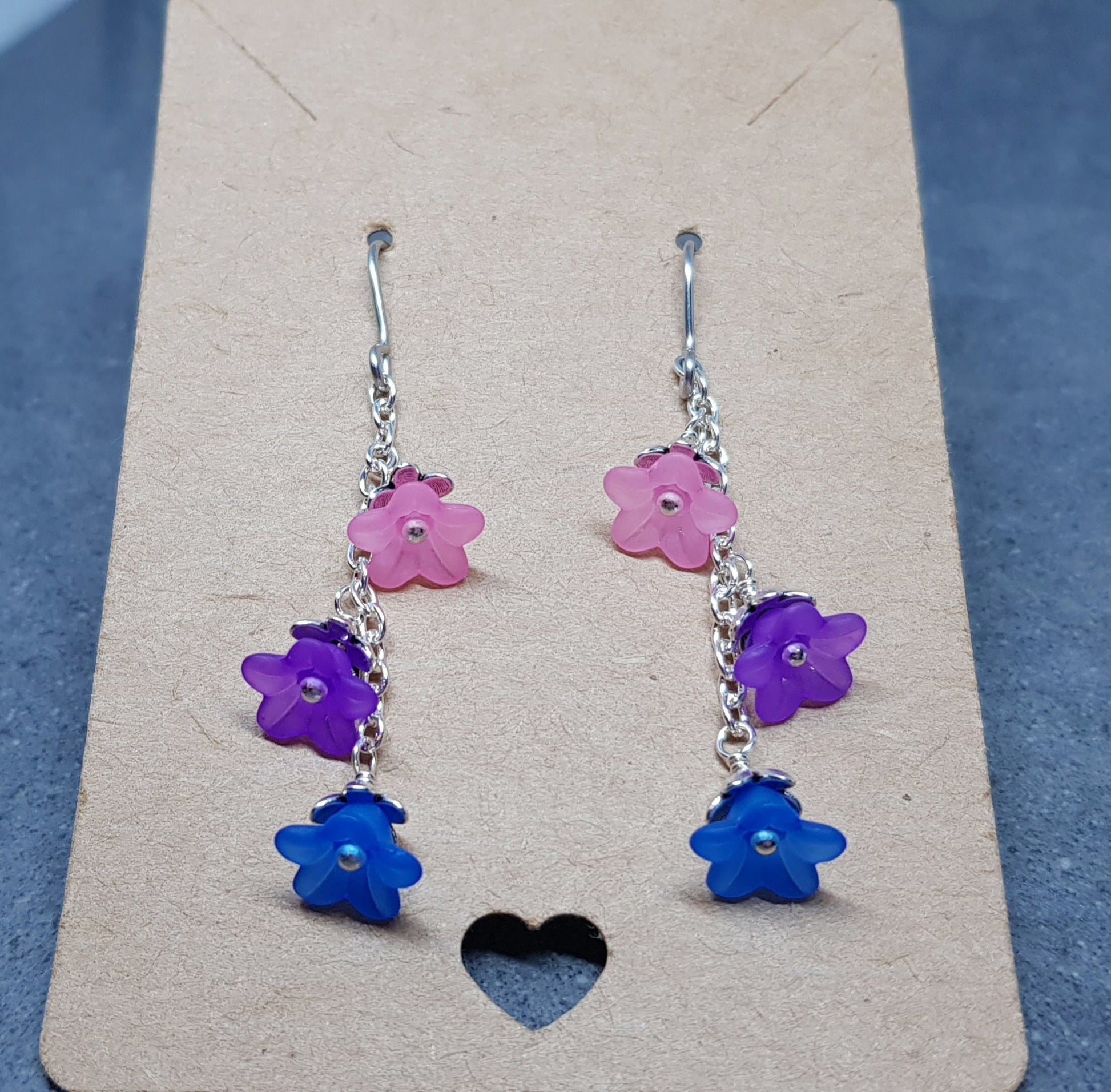 Bisexual Flower Earrings, Hypoallergenic Ear Wires, Rainbow Jewelry, Flower Earrings