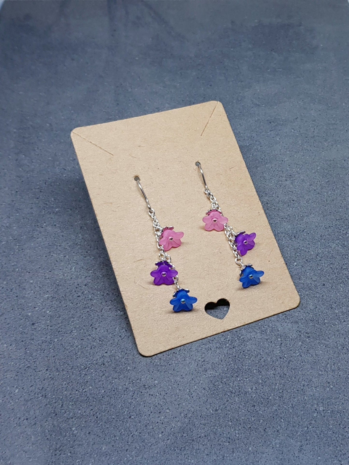 Bisexual Flower Earrings, Hypoallergenic Ear Wires, Rainbow Jewelry, Flower Earrings