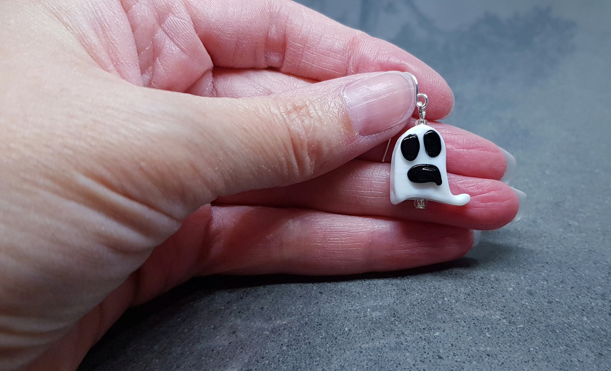 Glass Ghost Earrings, Hypoallergenic Ear Wires, Autumn Fall Earrings, Halloween Earrings, Halloween Party, Hallows Eve