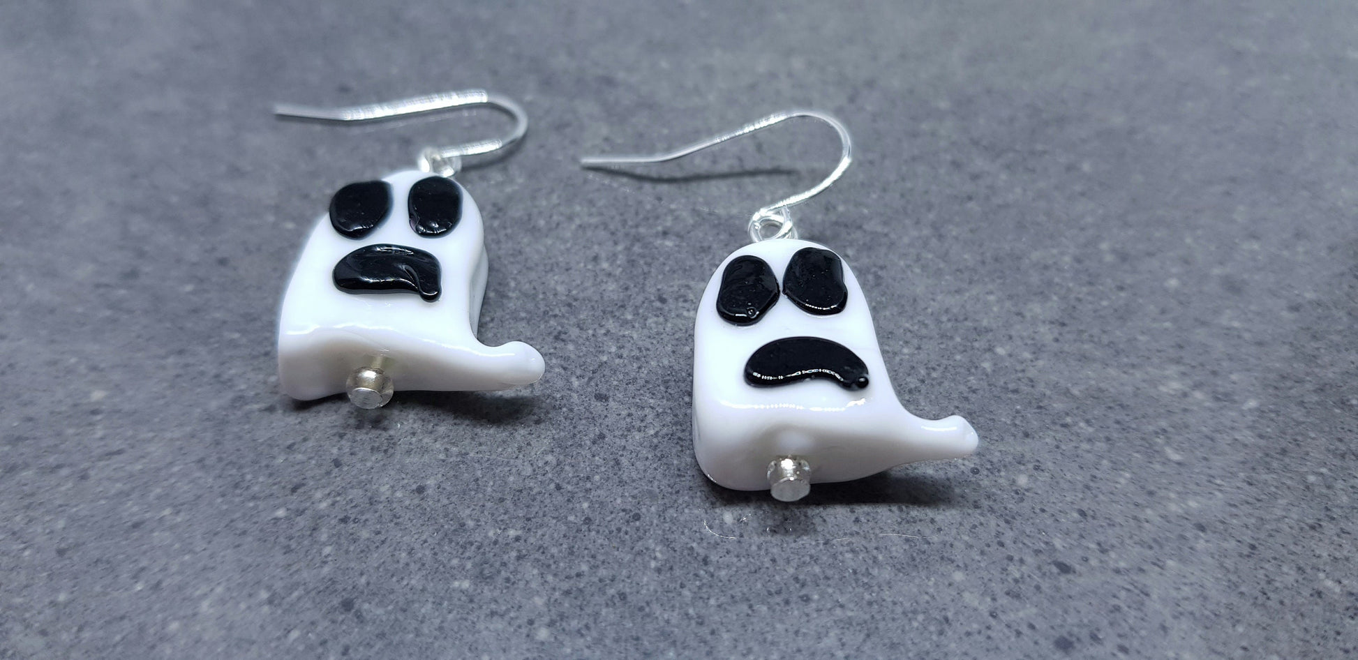 Glass Ghost Earrings, Hypoallergenic Ear Wires, Autumn Fall Earrings, Halloween Earrings, Halloween Party, Hallows Eve