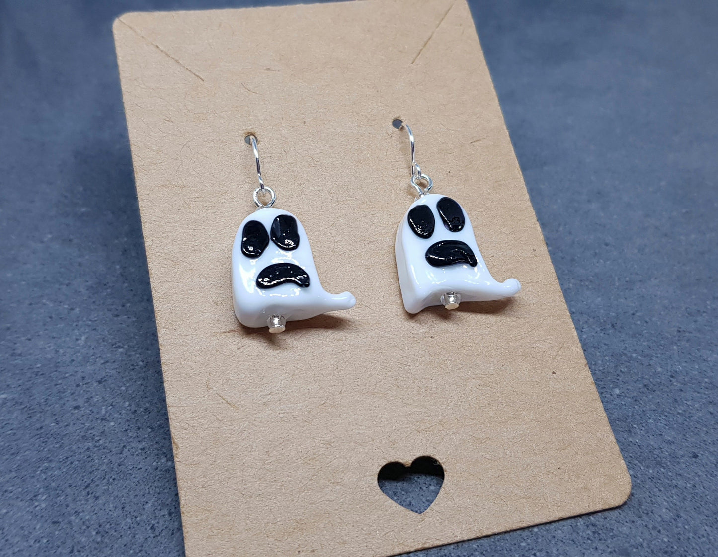Glass Ghost Earrings, Hypoallergenic Ear Wires, Autumn Fall Earrings, Halloween Earrings, Halloween Party, Hallows Eve