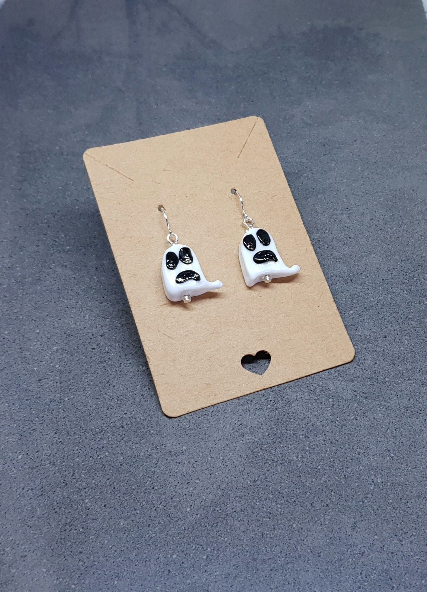 Glass Ghost Earrings, Hypoallergenic Ear Wires, Autumn Fall Earrings, Halloween Earrings, Halloween Party, Hallows Eve
