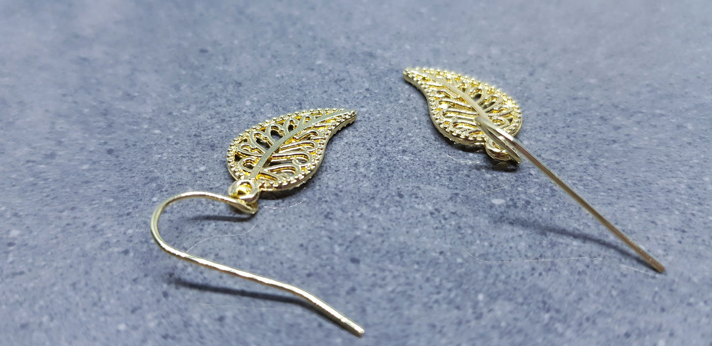 Leaf Earrings, Hypoallergenic Ear Wires, Gold Leaf Earrings, Tree Earrings, Leaf Earrings, Sterling Silver Ear Wires, Gift for her
