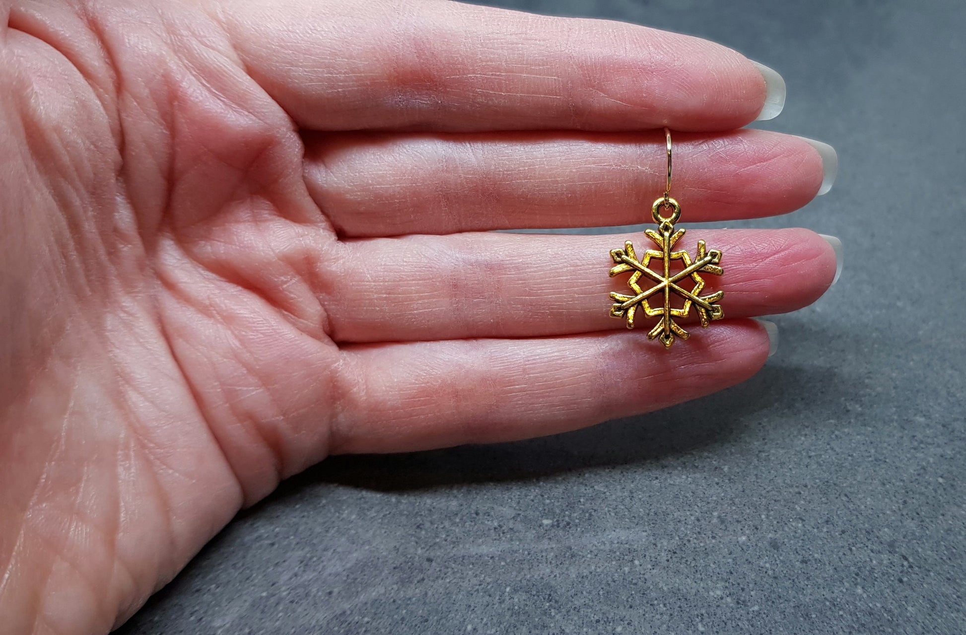 Snowflake Earrings, Hypoallergenic Ear Wires, Gold Snowflake Earrings, Christmas Earrings, Festive Earrings