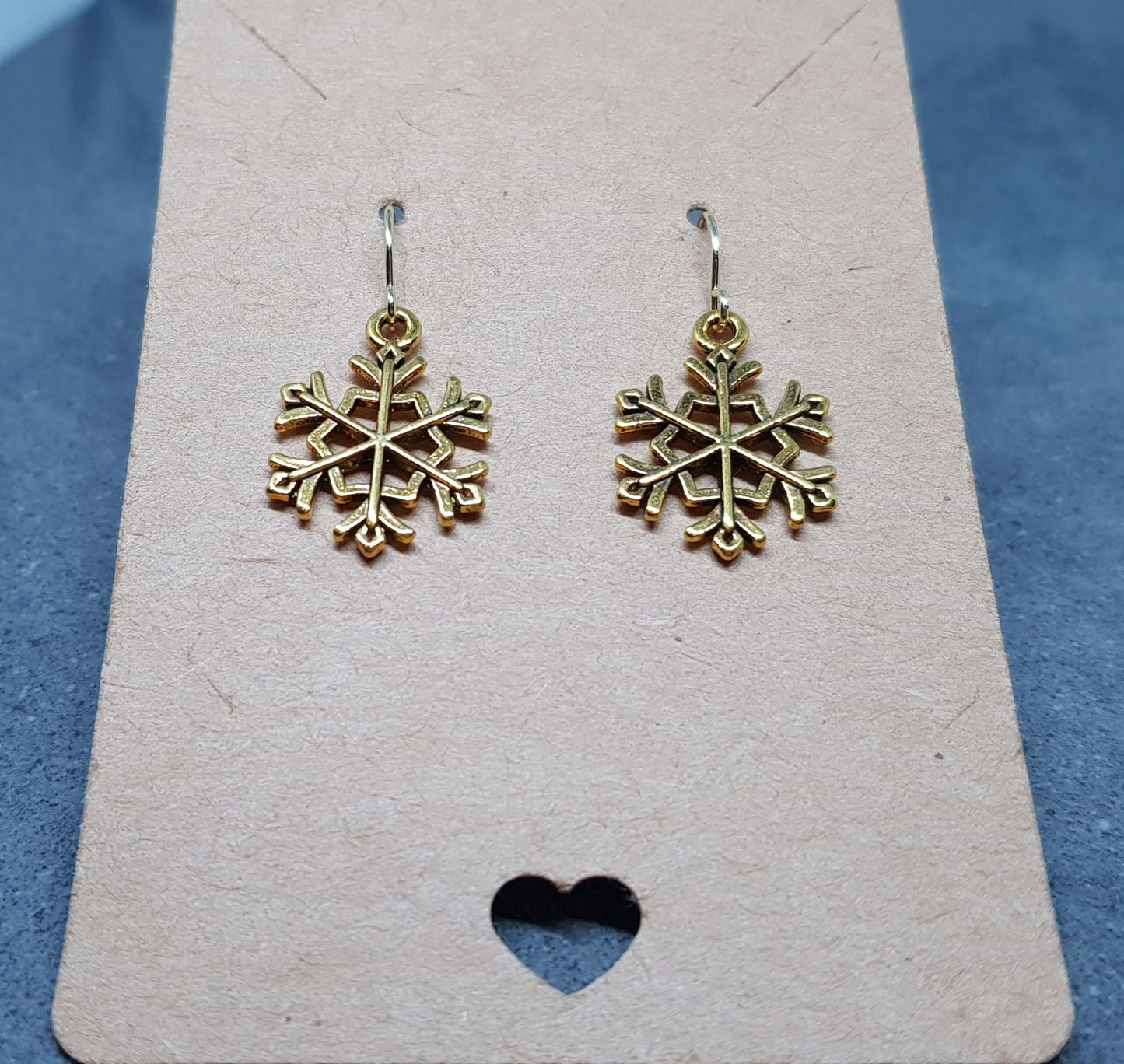 Snowflake Earrings, Hypoallergenic Ear Wires, Gold Snowflake Earrings, Christmas Earrings, Festive Earrings