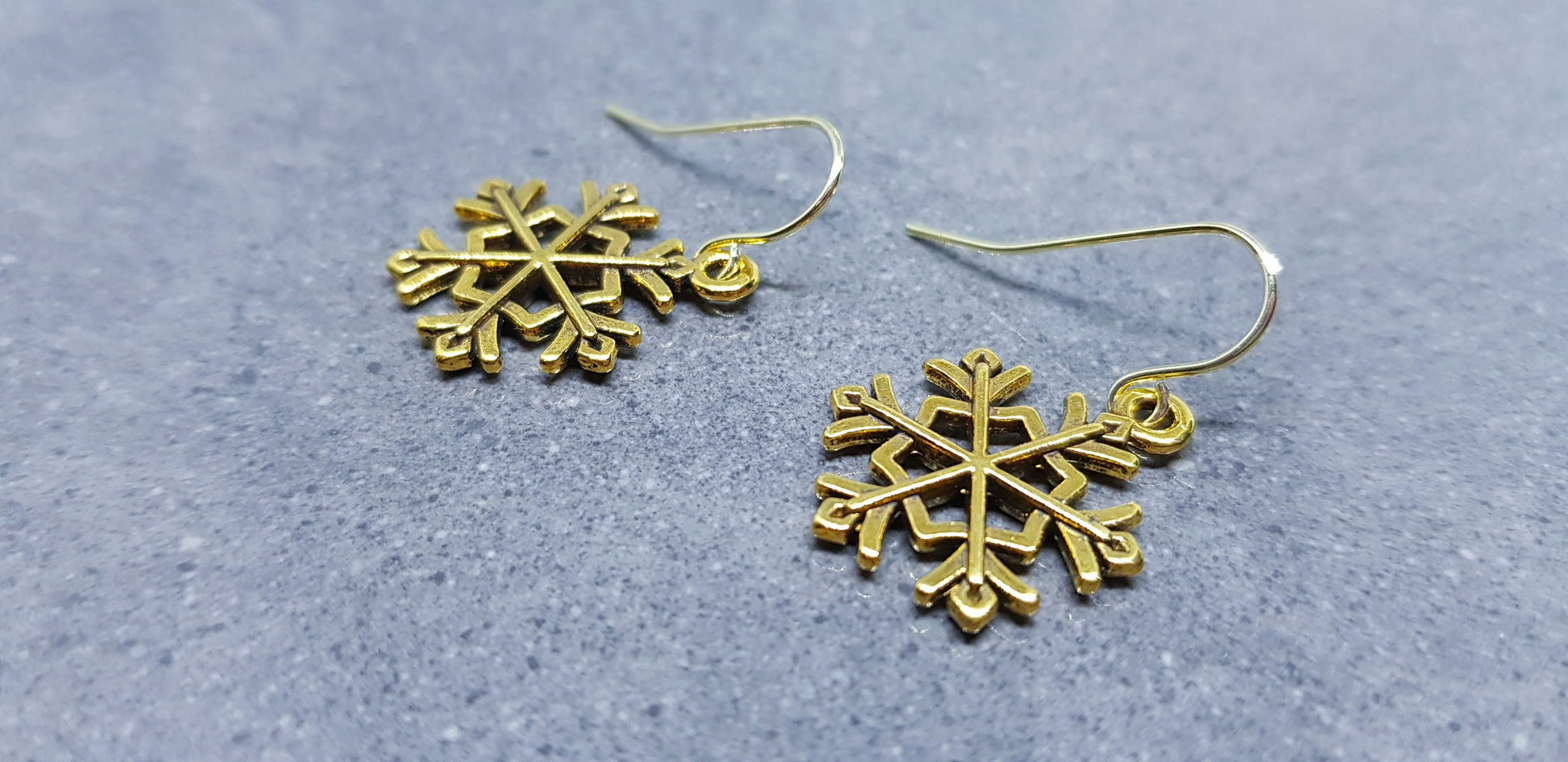 Snowflake Earrings, Hypoallergenic Ear Wires, Gold Snowflake Earrings, Christmas Earrings, Festive Earrings