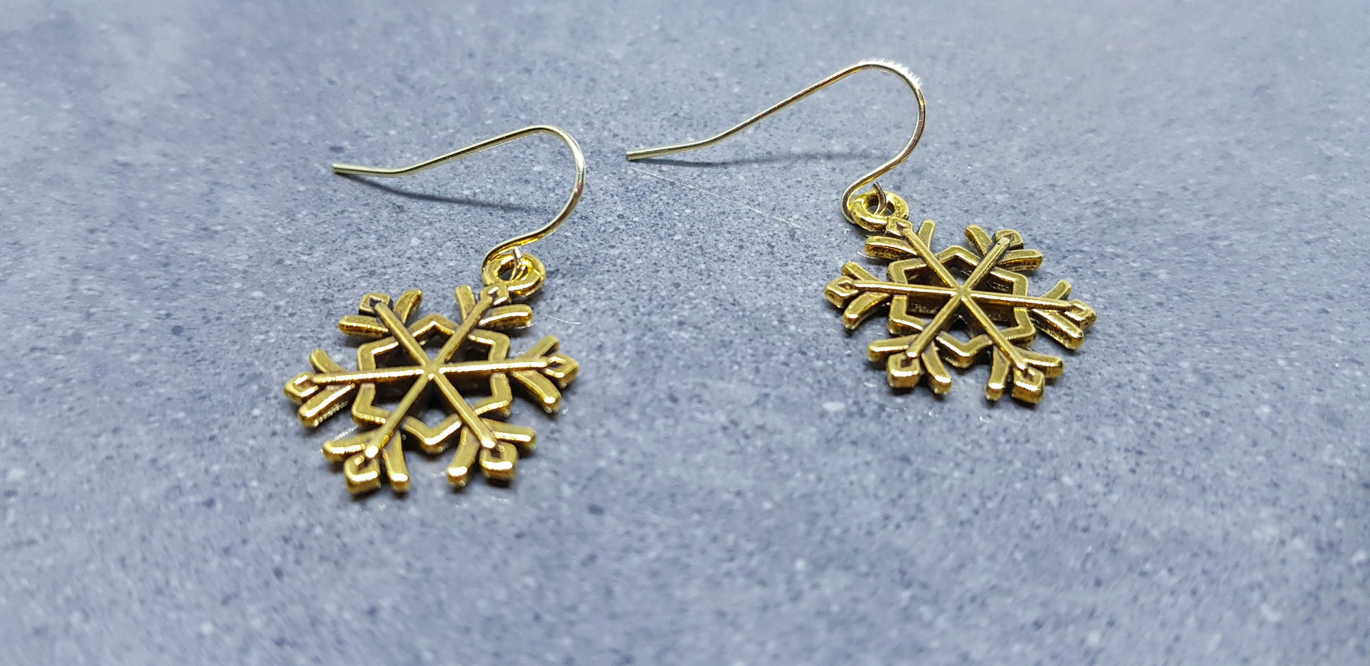Snowflake Earrings, Hypoallergenic Ear Wires, Gold Snowflake Earrings, Christmas Earrings, Festive Earrings