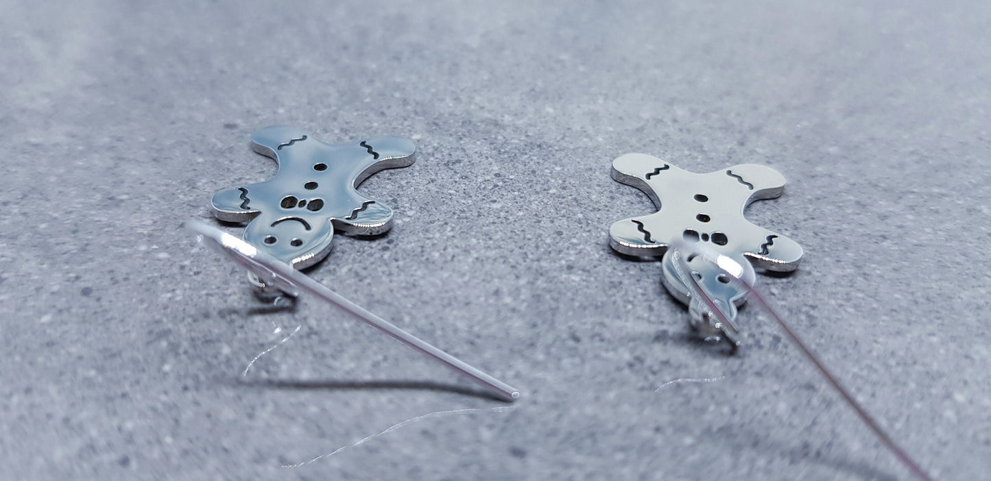 Gingerbread Men Earrings, Hypoallergenic Ear Wires, Christmas Earrings, Stainless Steel, Festive Earrings