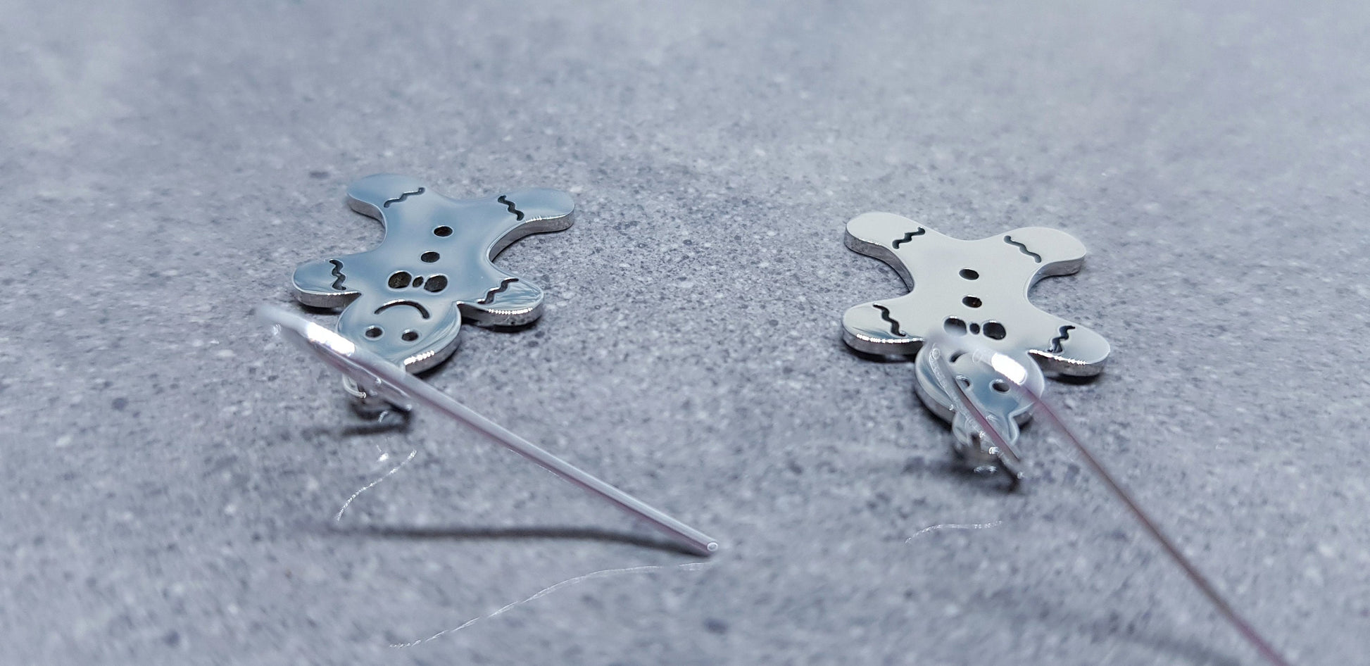Gingerbread Men Earrings, Hypoallergenic Ear Wires, Christmas Earrings, Stainless Steel, Festive Earrings