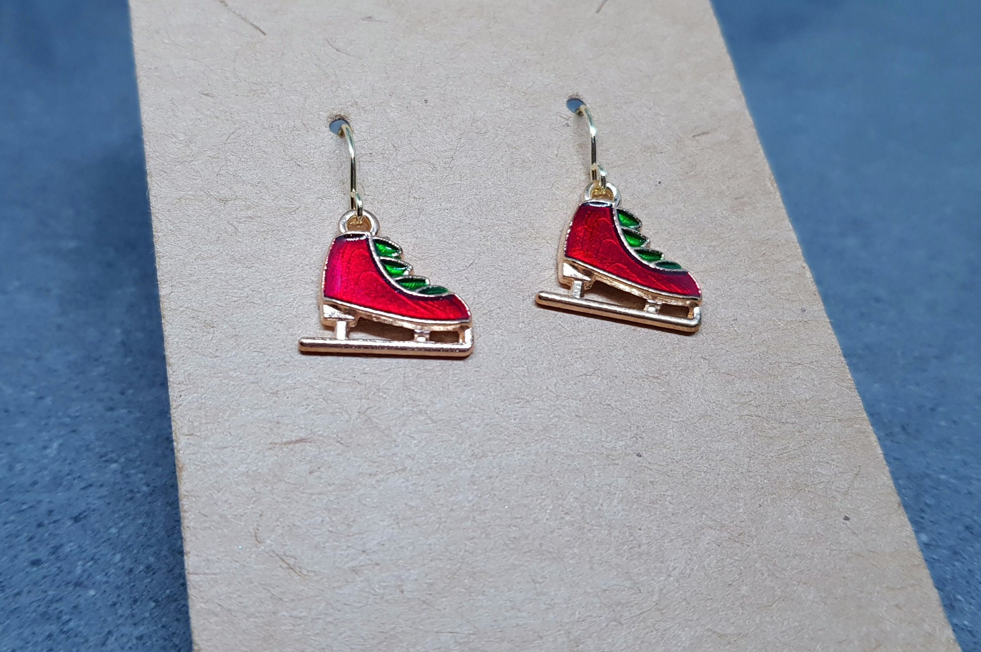Ice Skate Earrings, Hypoallergenic Ear Wires, Christmas Earrings, Festive Earrings, Skaters Jewellery