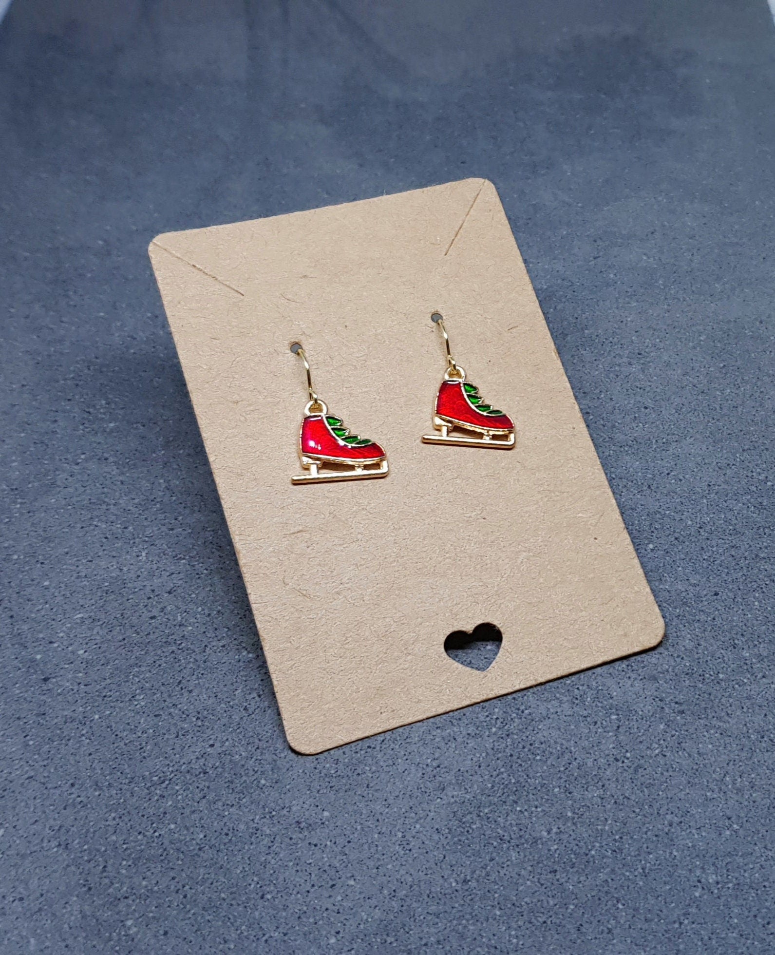Ice Skate Earrings, Hypoallergenic Ear Wires, Christmas Earrings, Festive Earrings, Skaters Jewellery
