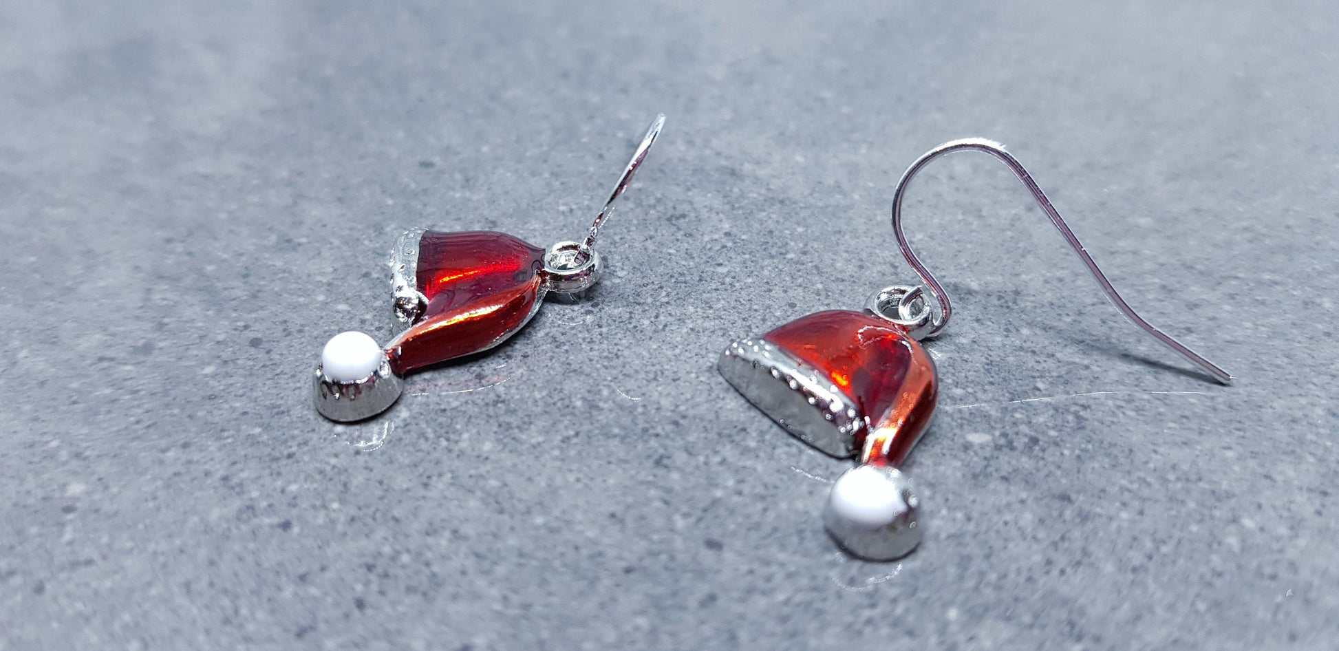 Santa Hat Earrings, Enamel Earrings, Hat Jewelry, Hypoallergenic, Santa Earrings, Christmas Earrings, Festive Earrings