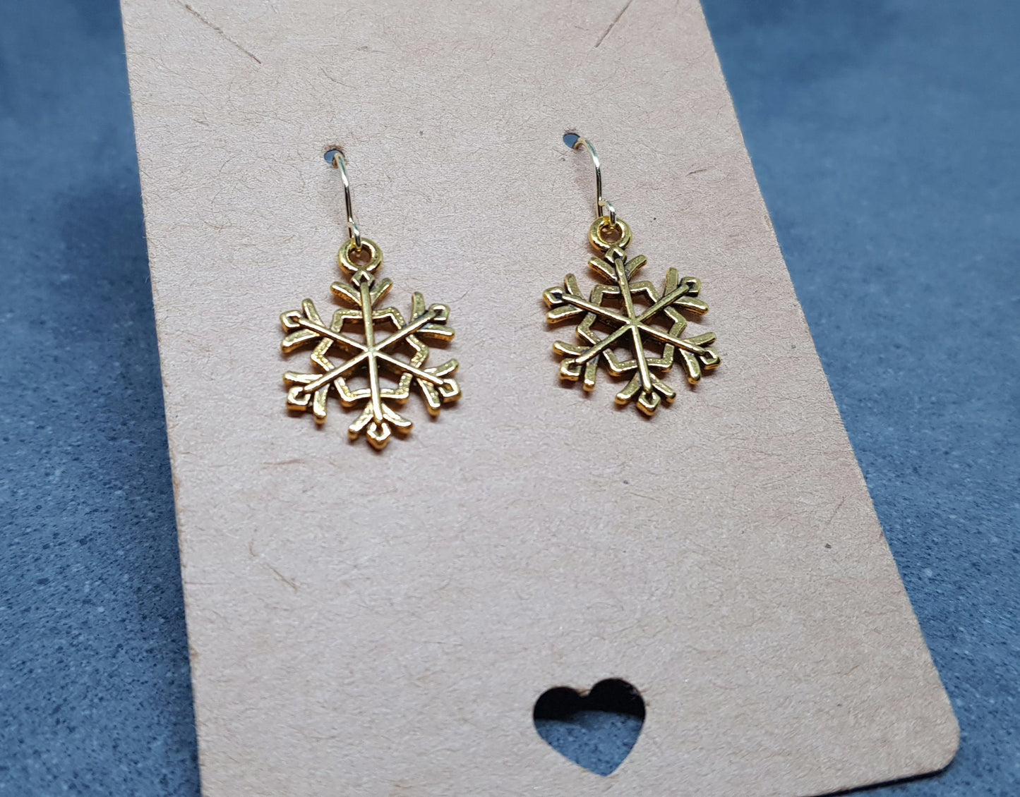 Snowflake Earrings, Hypoallergenic Ear Wires, Gold Snowflake Earrings, Christmas Earrings, Festive Earrings