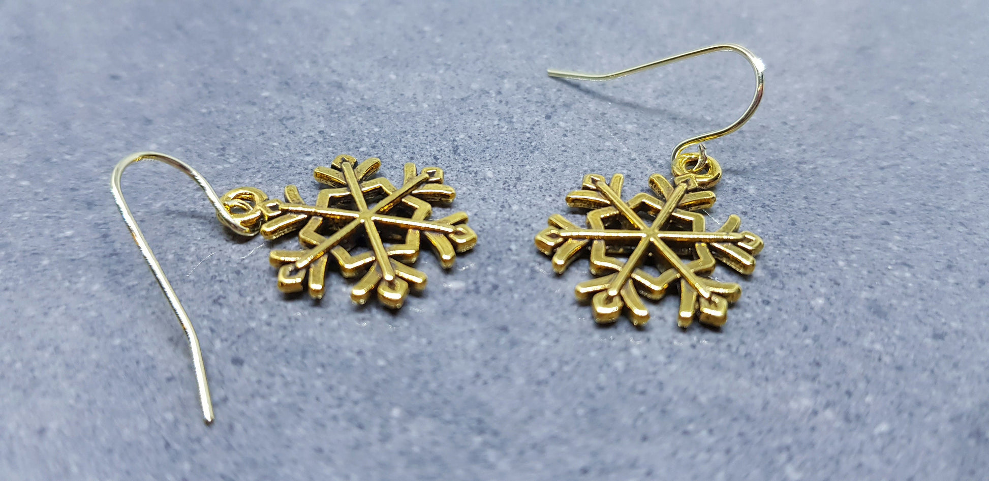 Snowflake Earrings, Hypoallergenic Ear Wires, Gold Snowflake Earrings, Christmas Earrings, Festive Earrings