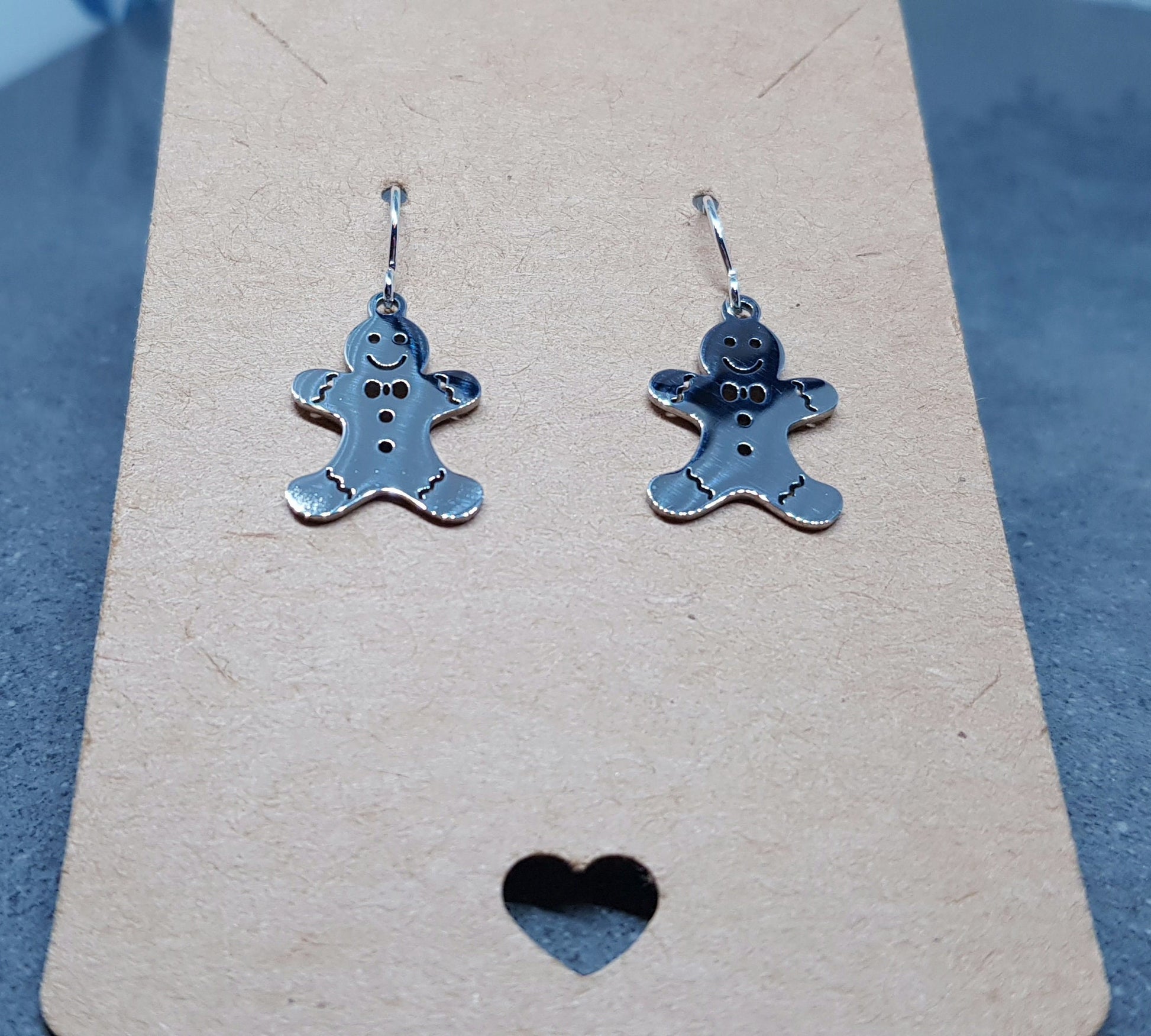 Gingerbread Men Earrings, Hypoallergenic Ear Wires, Christmas Earrings, Stainless Steel, Festive Earrings