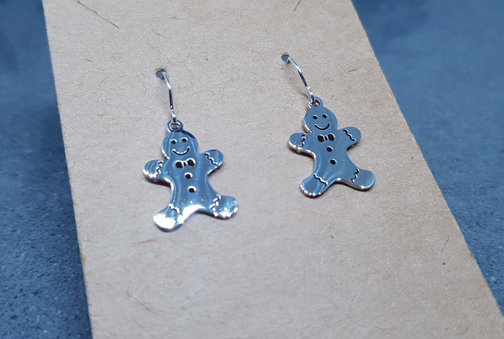Gingerbread Men Earrings, Hypoallergenic Ear Wires, Christmas Earrings, Stainless Steel, Festive Earrings