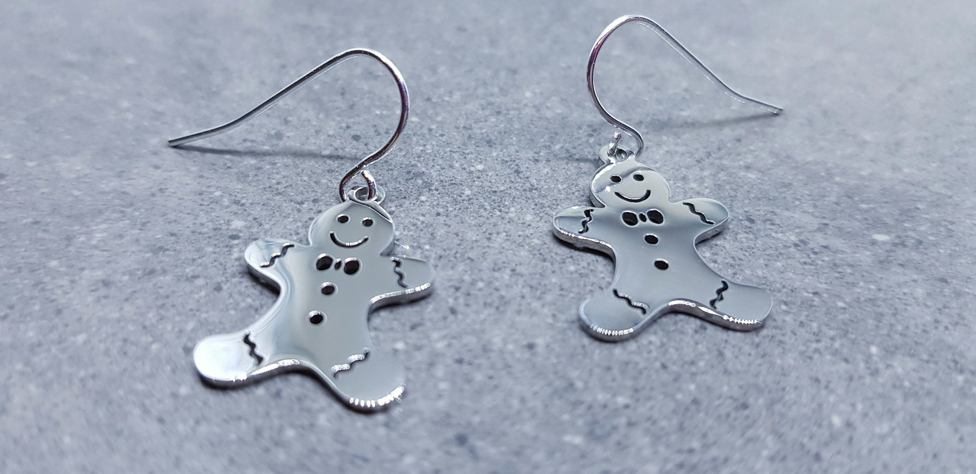 Gingerbread Men Earrings, Hypoallergenic Ear Wires, Christmas Earrings, Stainless Steel, Festive Earrings