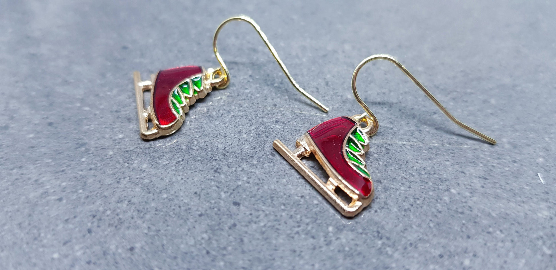 Ice Skate Earrings, Hypoallergenic Ear Wires, Christmas Earrings, Festive Earrings, Skaters Jewellery