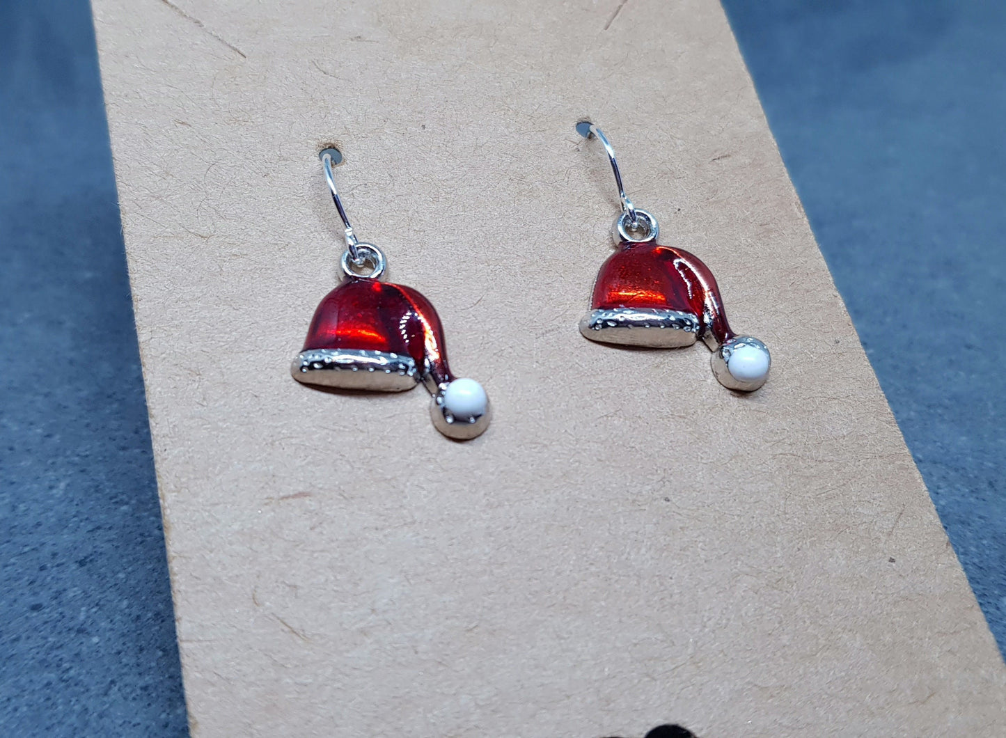 Santa Hat Earrings, Enamel Earrings, Hat Jewelry, Hypoallergenic, Santa Earrings, Christmas Earrings, Festive Earrings