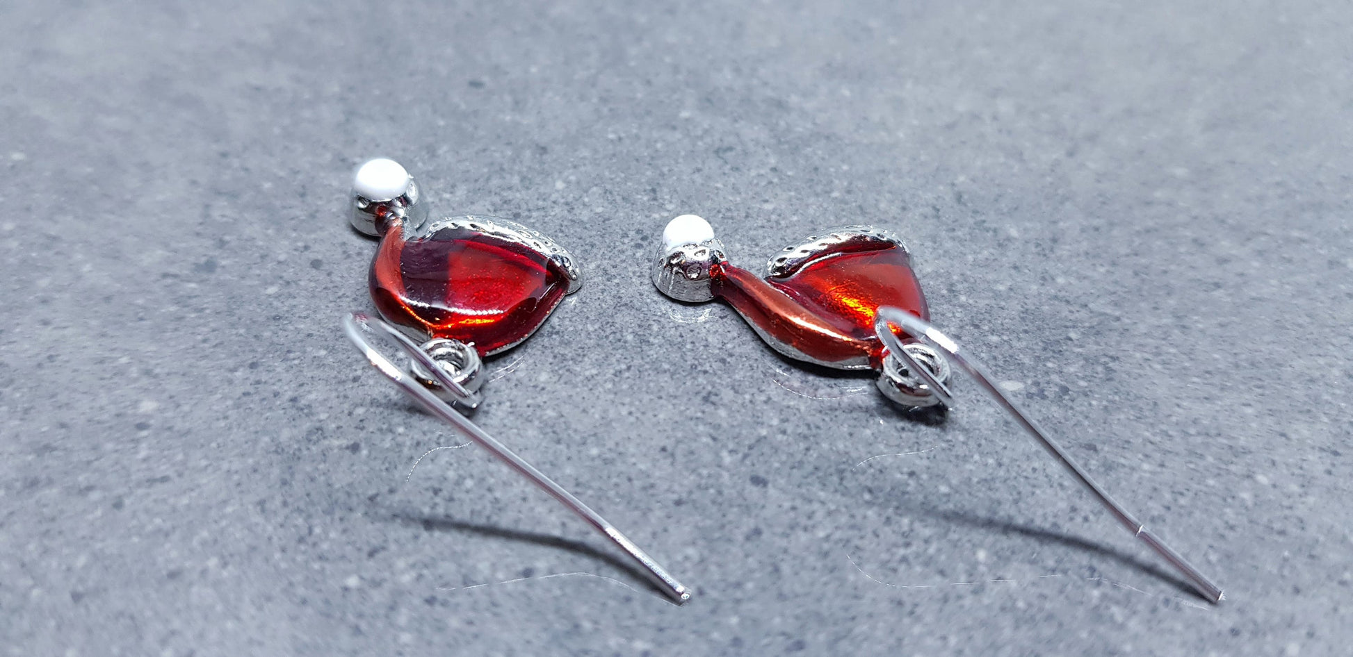 Santa Hat Earrings, Enamel Earrings, Hat Jewelry, Hypoallergenic, Santa Earrings, Christmas Earrings, Festive Earrings