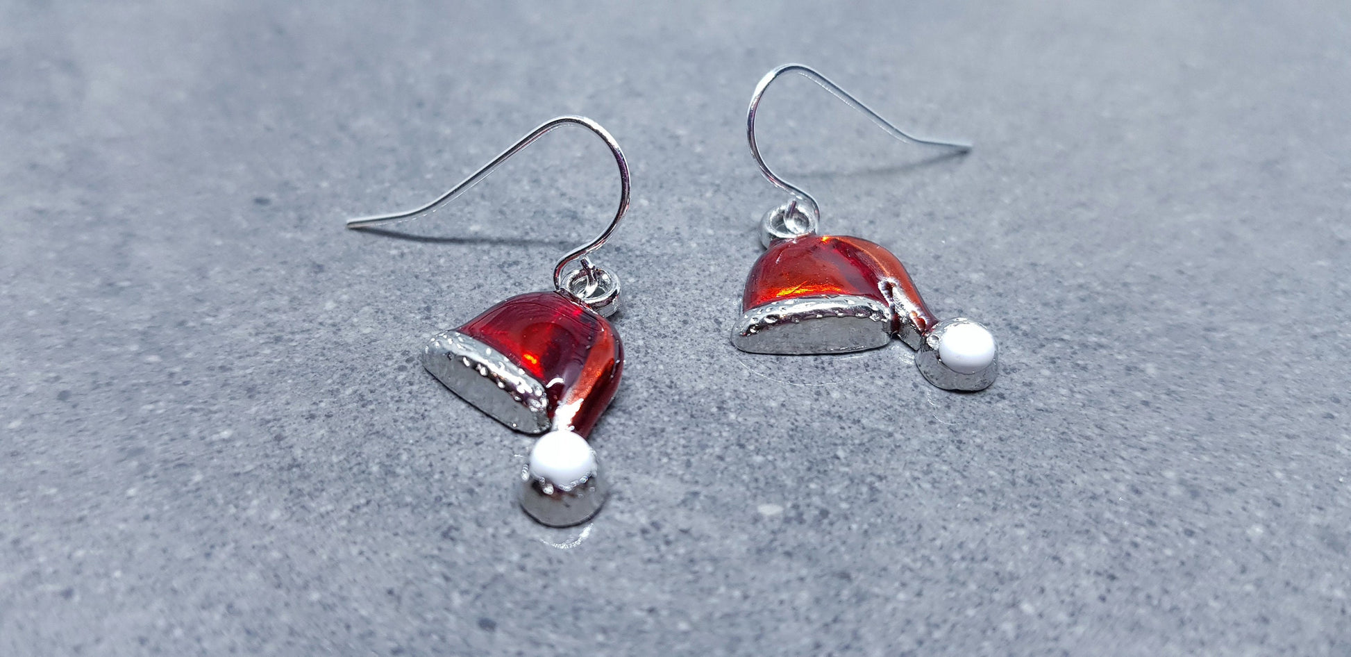 Santa Hat Earrings, Enamel Earrings, Hat Jewelry, Hypoallergenic, Santa Earrings, Christmas Earrings, Festive Earrings