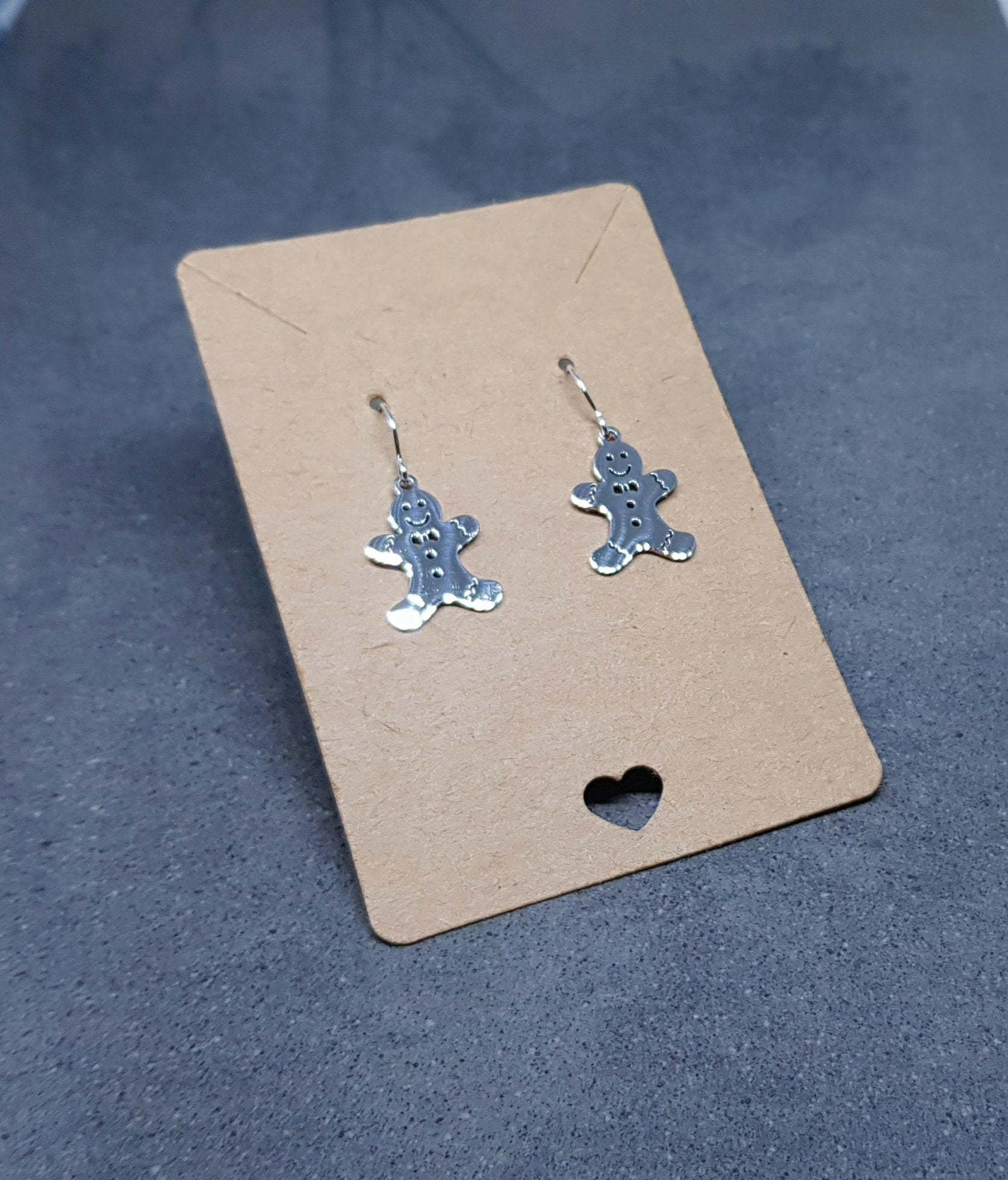 Gingerbread Men Earrings, Hypoallergenic Ear Wires, Christmas Earrings, Stainless Steel, Festive Earrings