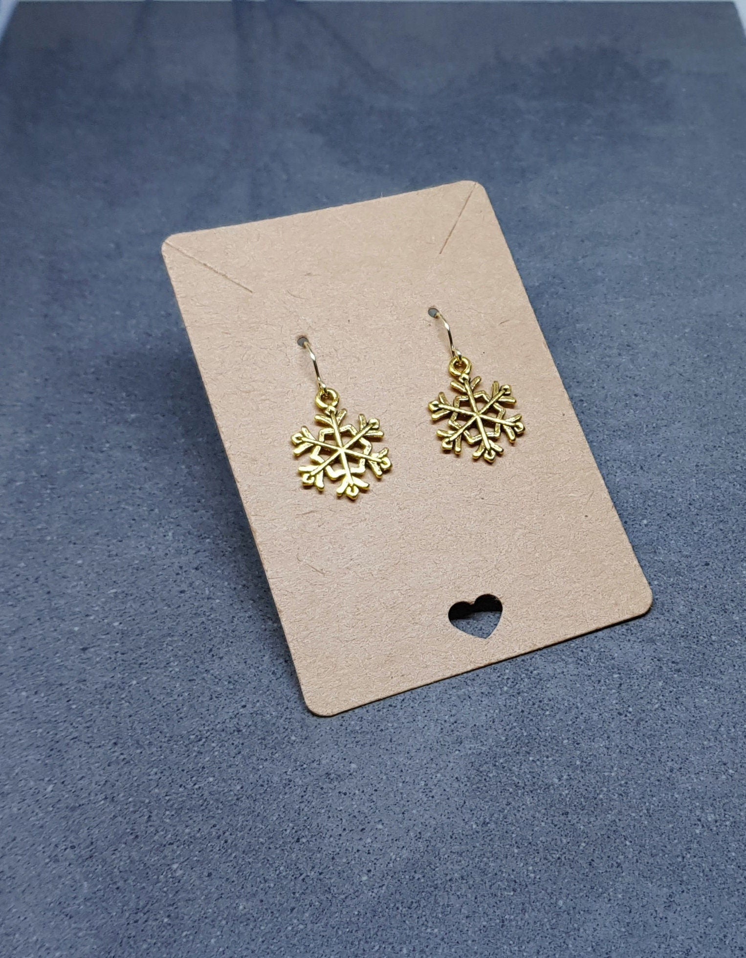 Snowflake Earrings, Hypoallergenic Ear Wires, Gold Snowflake Earrings, Christmas Earrings, Festive Earrings