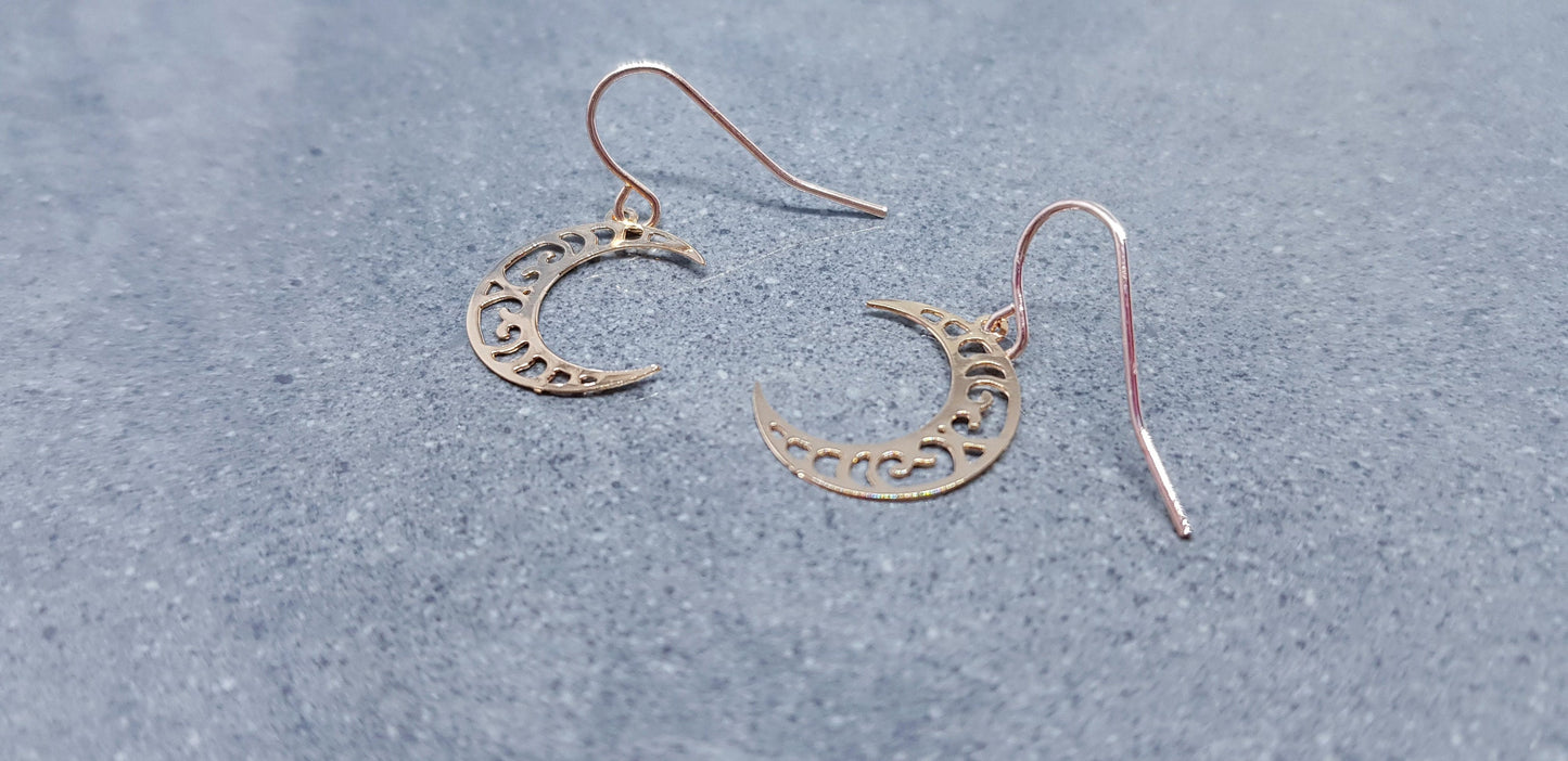 Crescent Moon Earrings, Hypoallergenic Earrings, Gold Stainless Steel Earrings, Moon Jewelry