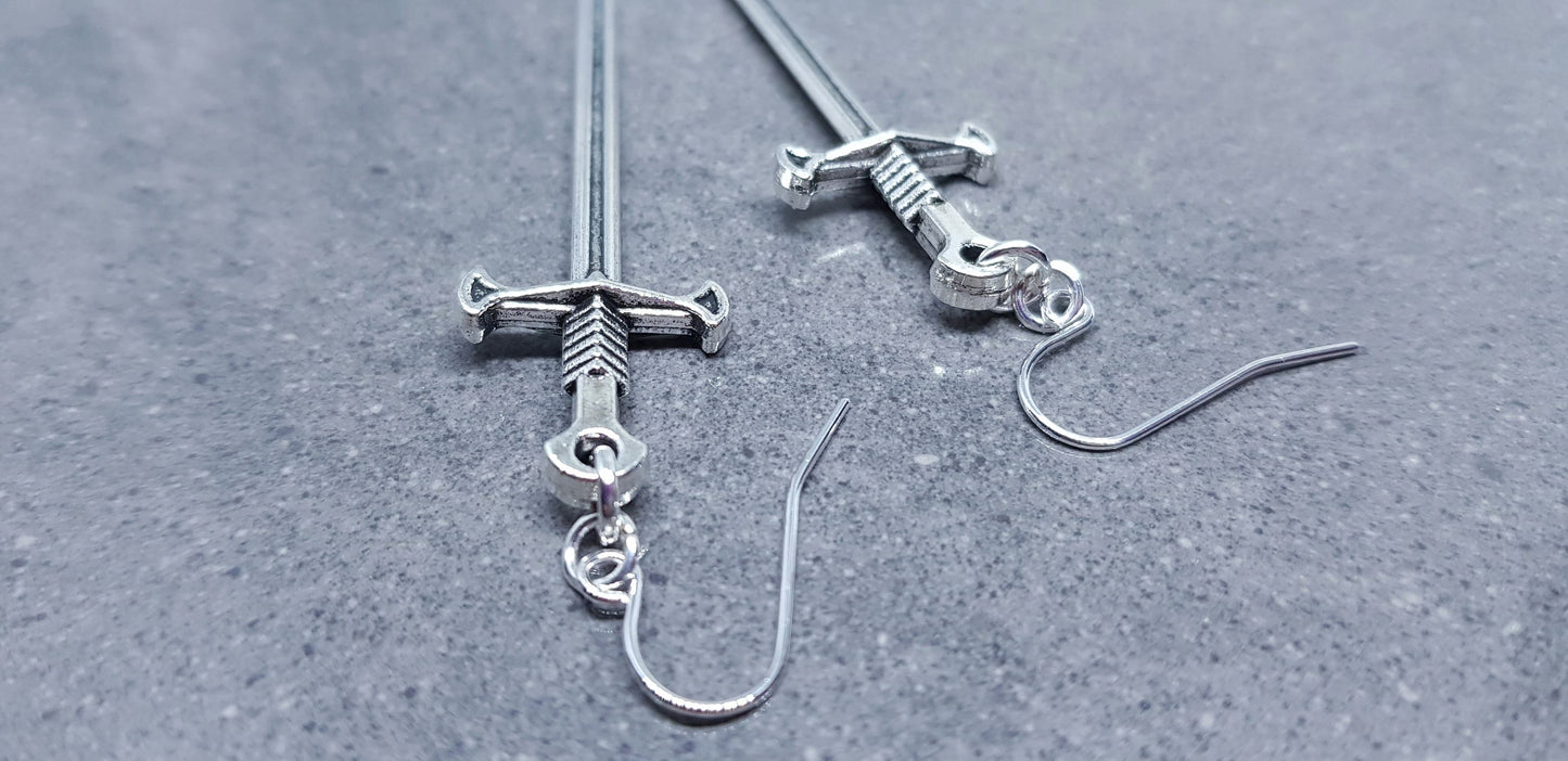 Dagger Earrings, Miniature Sword, Hypoallergenic Ear Wires, Sword Earrings, Cosplay Jewellery, Gothic Jewellery, Come as a Pair