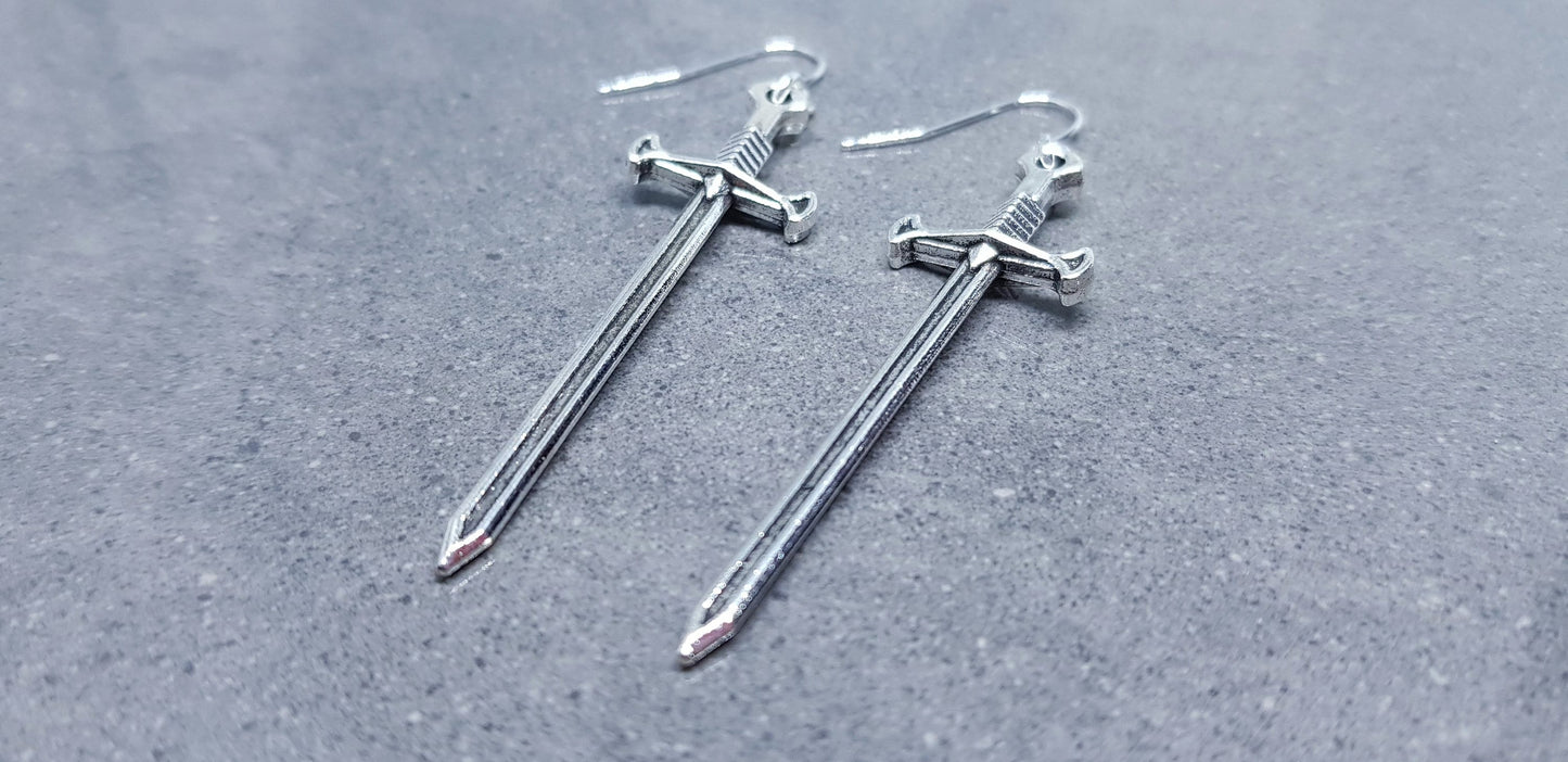 Dagger Earrings, Miniature Sword, Hypoallergenic Ear Wires, Sword Earrings, Cosplay Jewellery, Gothic Jewellery, Come as a Pair