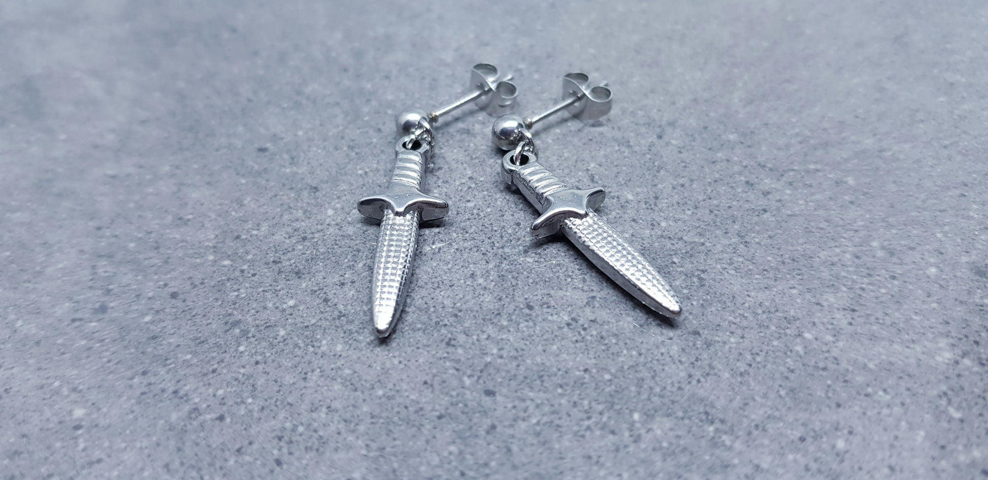 Dagger Earrings, Surgical Steel Studs, Stainless Steel Dagger, Sword Earrings, Gothic Jewellery