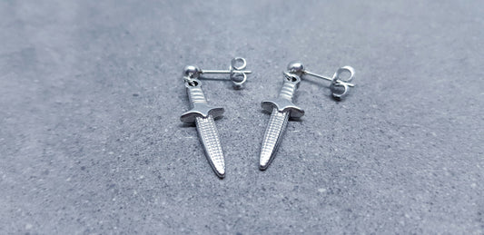 Dagger Earrings, Surgical Steel Studs, Stainless Steel Dagger, Sword Earrings, Gothic Jewellery