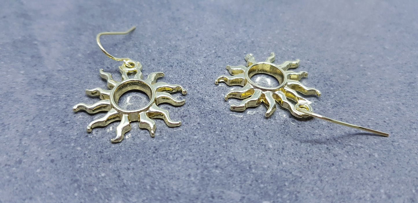 Sun Earrings, Hypoallergenic Ear Wires, Choice of Ear Wires, Celestial Earrings, Gold Plated