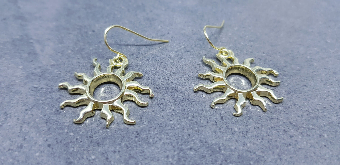 Sun Earrings, Hypoallergenic Ear Wires, Choice of Ear Wires, Celestial Earrings, Gold Plated