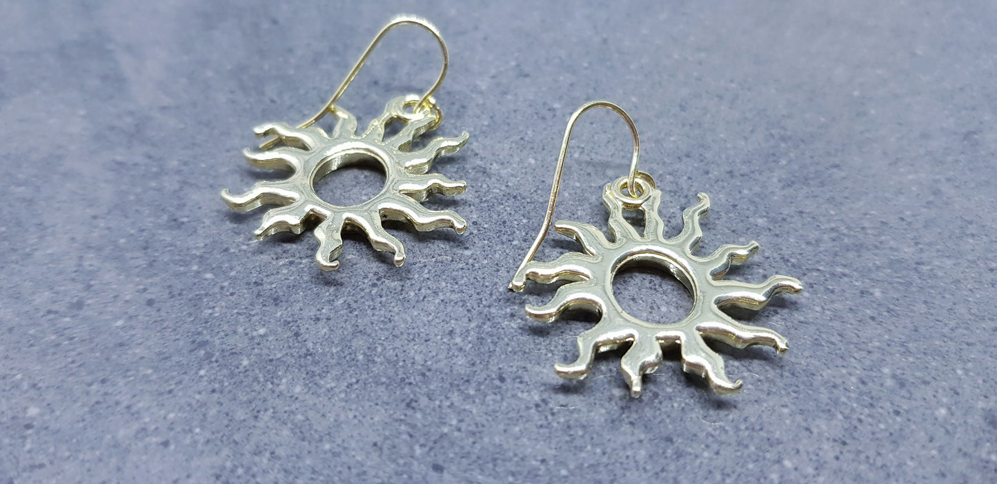 Sun Earrings, Hypoallergenic Ear Wires, Choice of Ear Wires, Celestial Earrings, Gold Plated