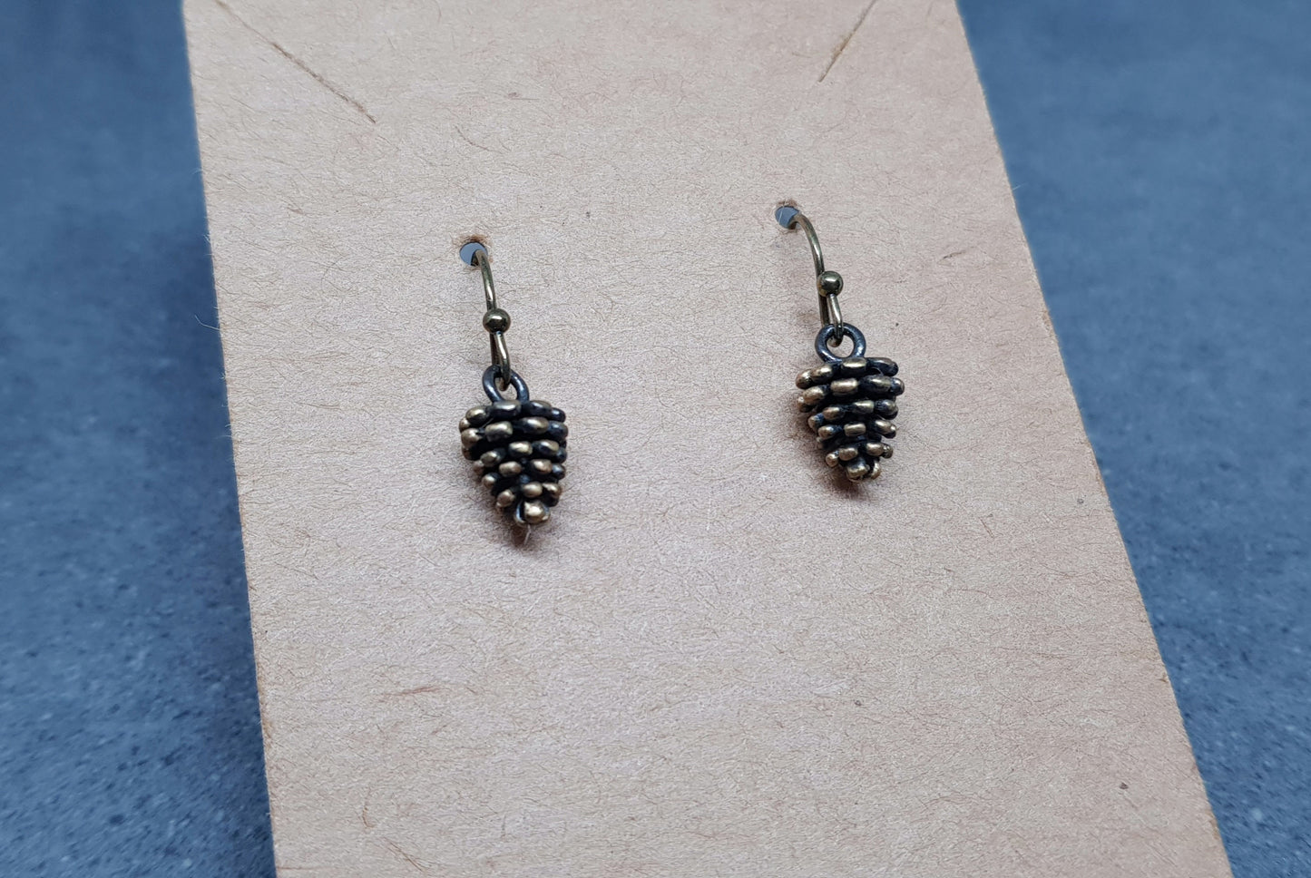 Miniature Pinecone Earrings, Hypoallergenic Ear Wires, Autumn Winter Jewelry