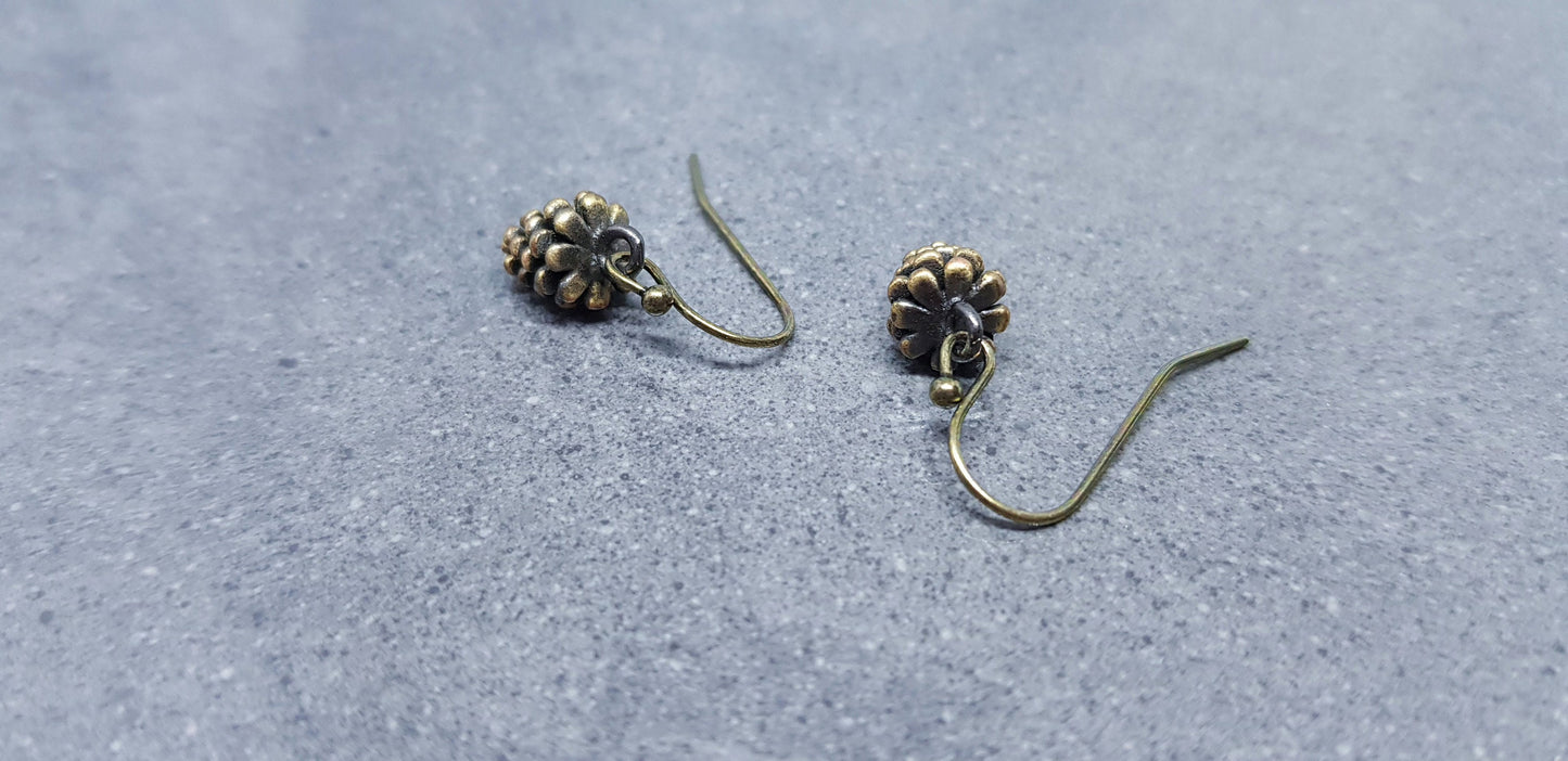 Miniature Pinecone Earrings, Hypoallergenic Ear Wires, Autumn Winter Jewelry
