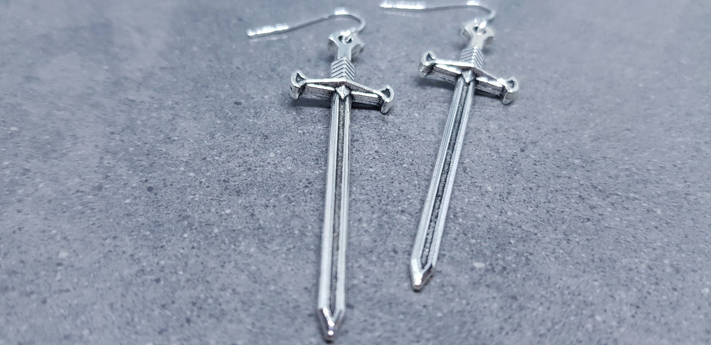 Dagger Earrings, Miniature Sword, Hypoallergenic Ear Wires, Sword Earrings, Cosplay Jewellery, Gothic Jewellery, Come as a Pair