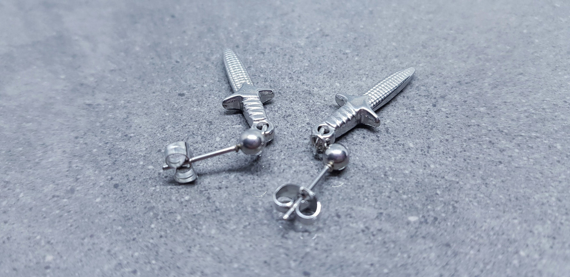 Dagger Earrings, Surgical Steel Studs, Stainless Steel Dagger, Sword Earrings, Gothic Jewellery