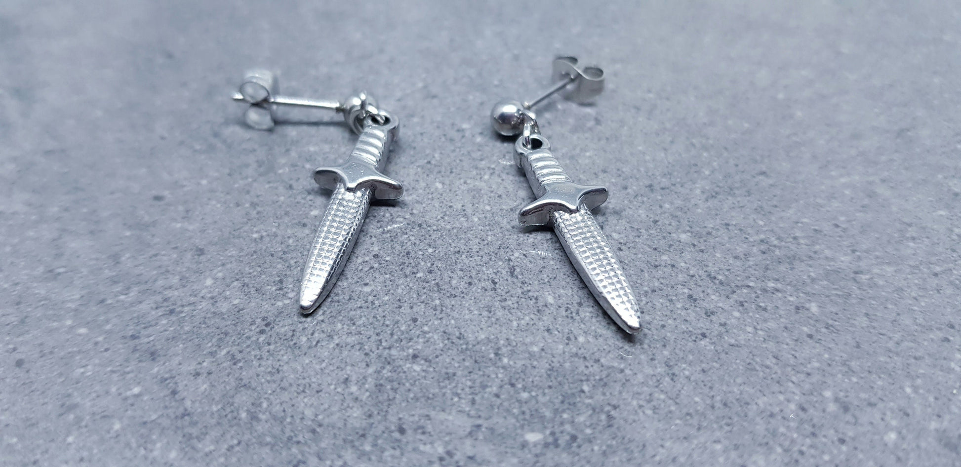 Dagger Earrings, Surgical Steel Studs, Stainless Steel Dagger, Sword Earrings, Gothic Jewellery