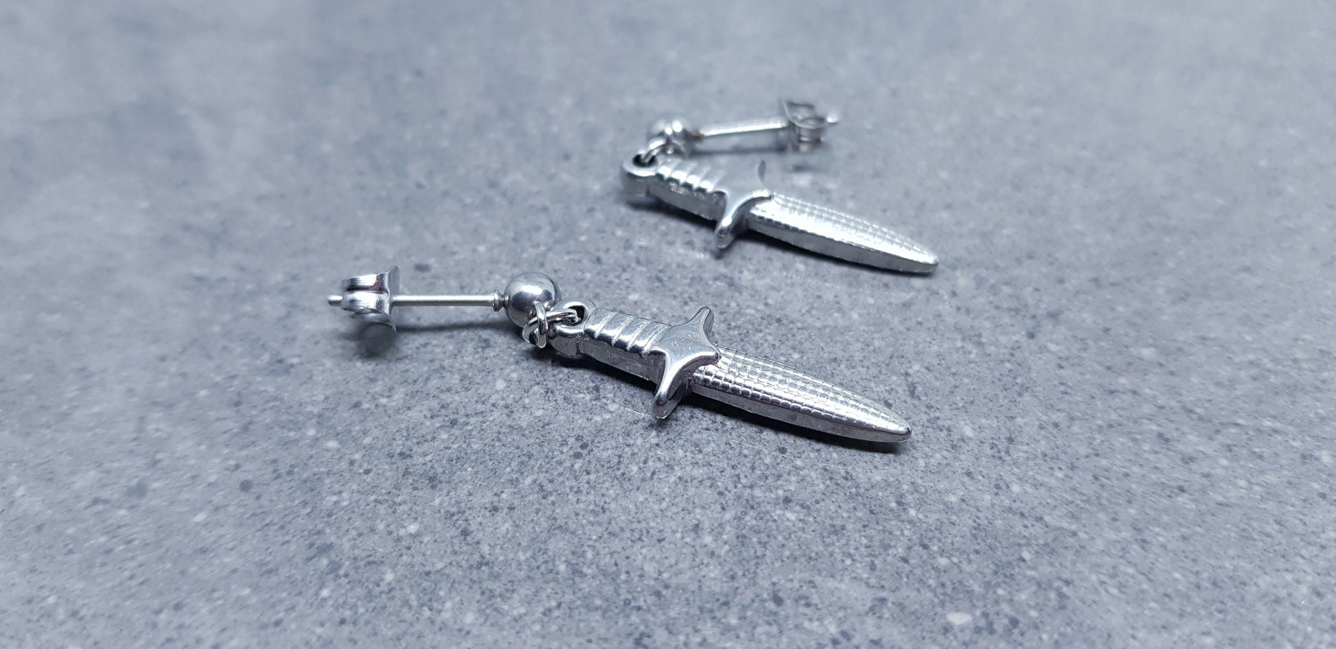 Dagger Earrings, Surgical Steel Studs, Stainless Steel Dagger, Sword Earrings, Gothic Jewellery