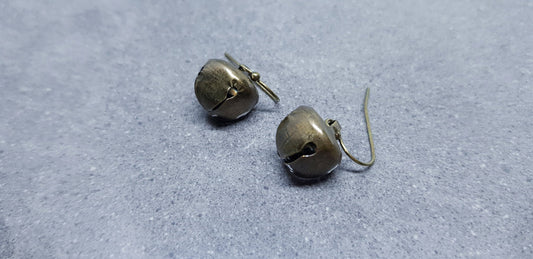 Vintage Style Jingling Jingle Bell Earrings, Antique Bronze, Hypoallergenic Ear Wires, Sterling Silver Ear Wires, Christmas Earrings