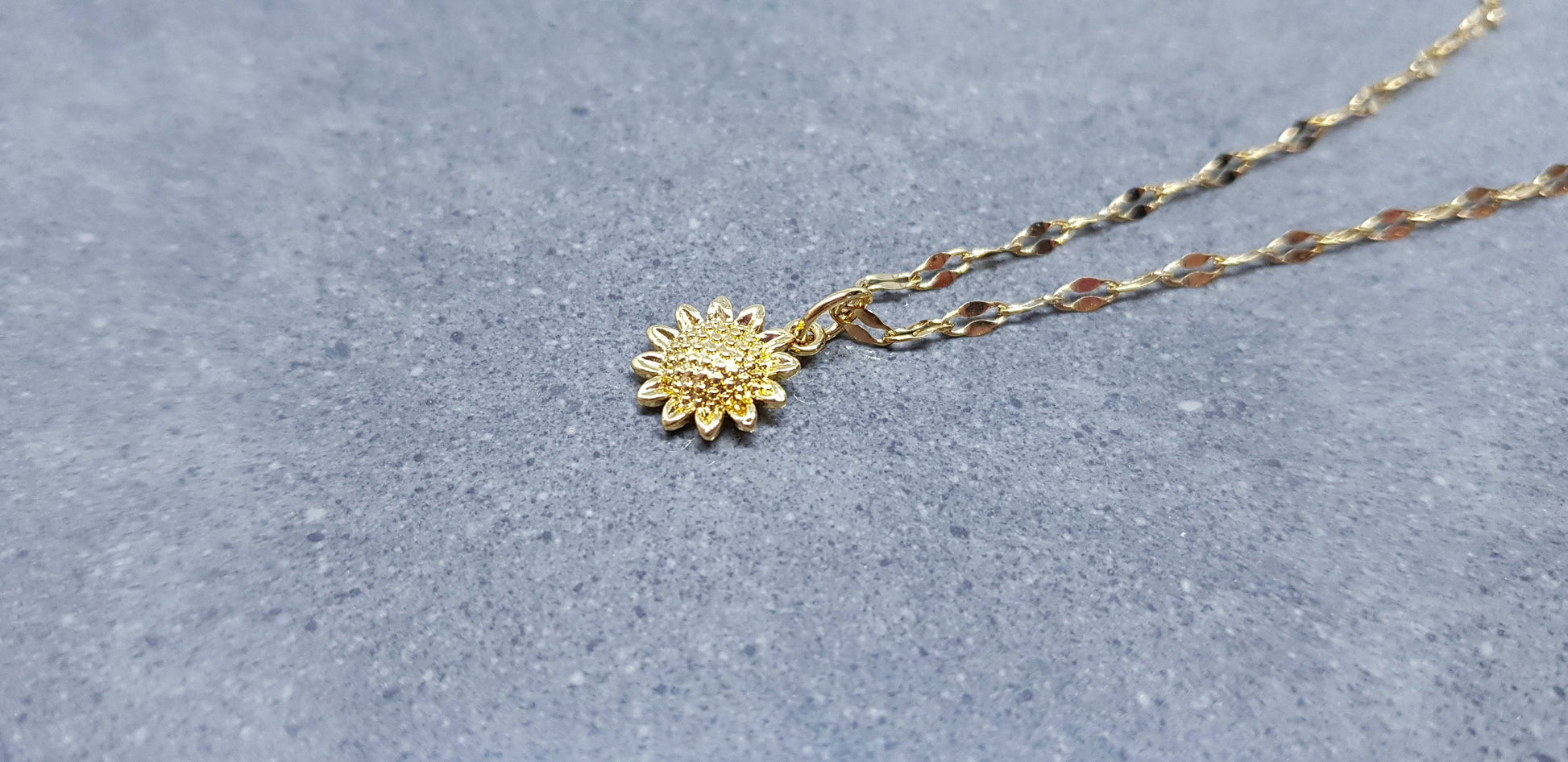 Gold Sunflower Necklace, Flower Jewelry, Brass Sunflower, 18K Gold Plated