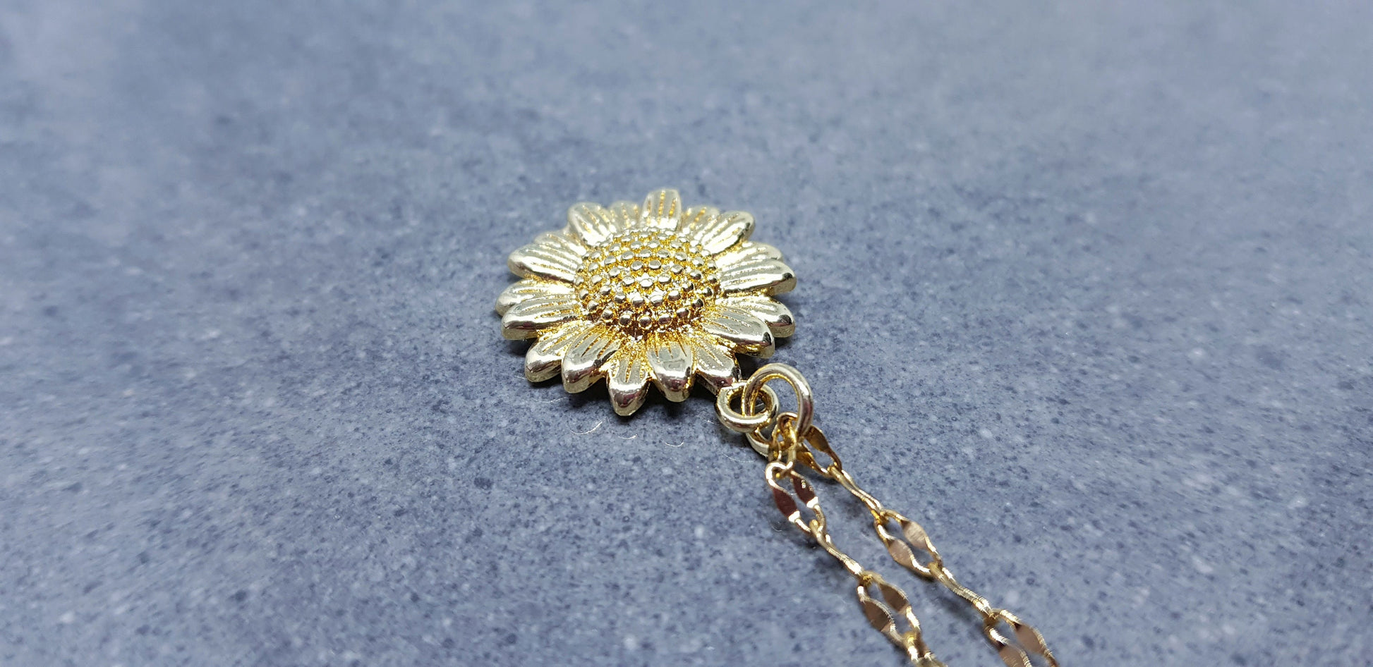 Gold Sunflower Necklace, Flower Jewelry, Brass Sunflower, 18K Gold Plated